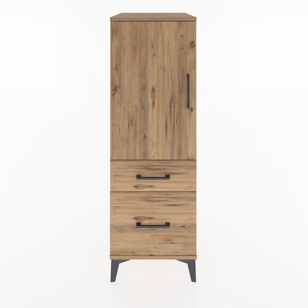 Woodntry Modüler Dolap Çam 44x59x122 cm Kapaklı ve Çekmeceli KC105-3