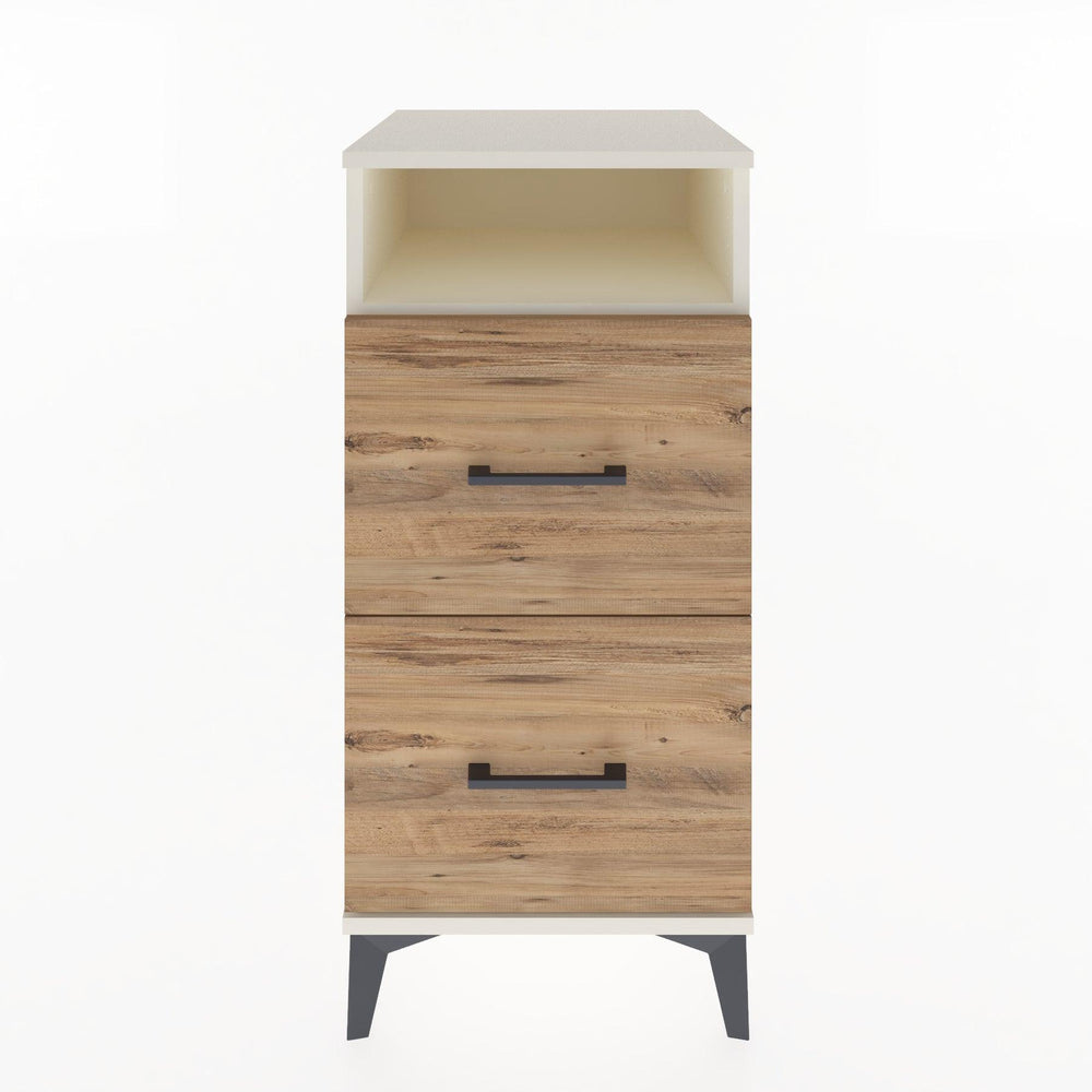 Woodntry Modular Nightstand Moonstone 44x44x84 cm with Drawer and Shelf CR6-1