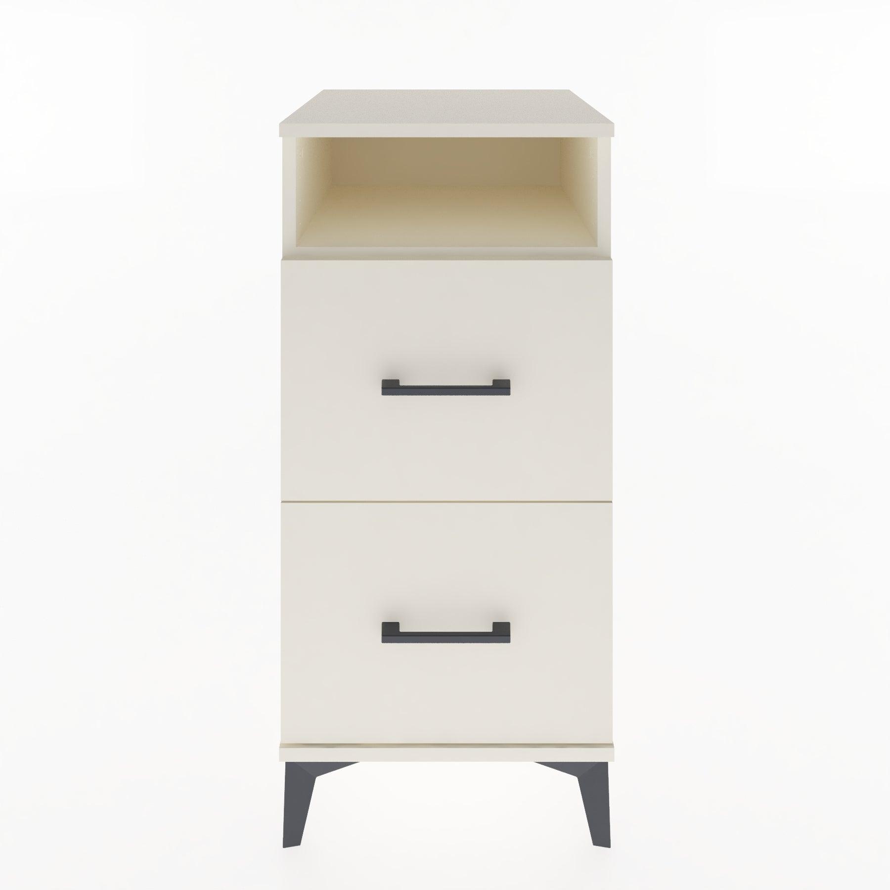 Woodntry Modular Nightstand Moonstone 44x44x84 cm with Drawer and Shelf CR6-1