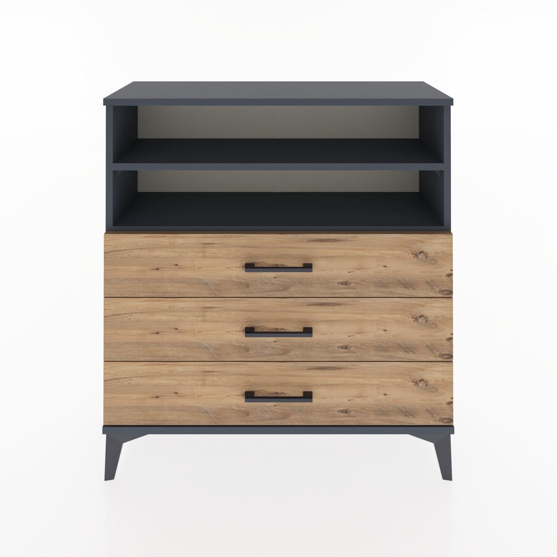 Woodntry Modular Dresser Anthracite 88x30x84 cm with Drawers and Shelves CR6-2