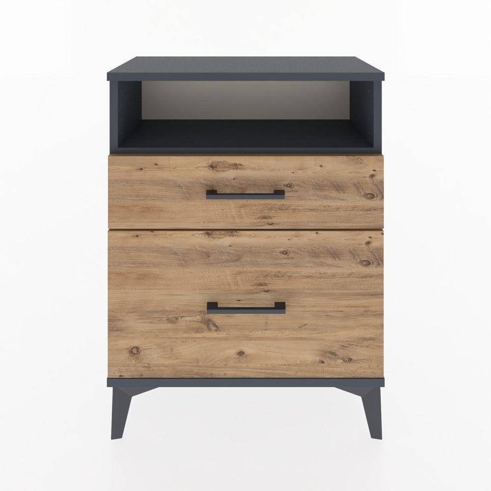 Woodntry Modular Nightstand Anthracite 60x30x68 cm with Drawer and Shelf CR6-2