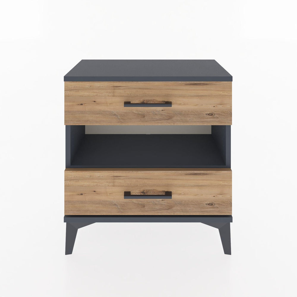 Woodntry Modular Nightstand Anthracite 60x30x52 cm with Drawers and Shelves CR6-2