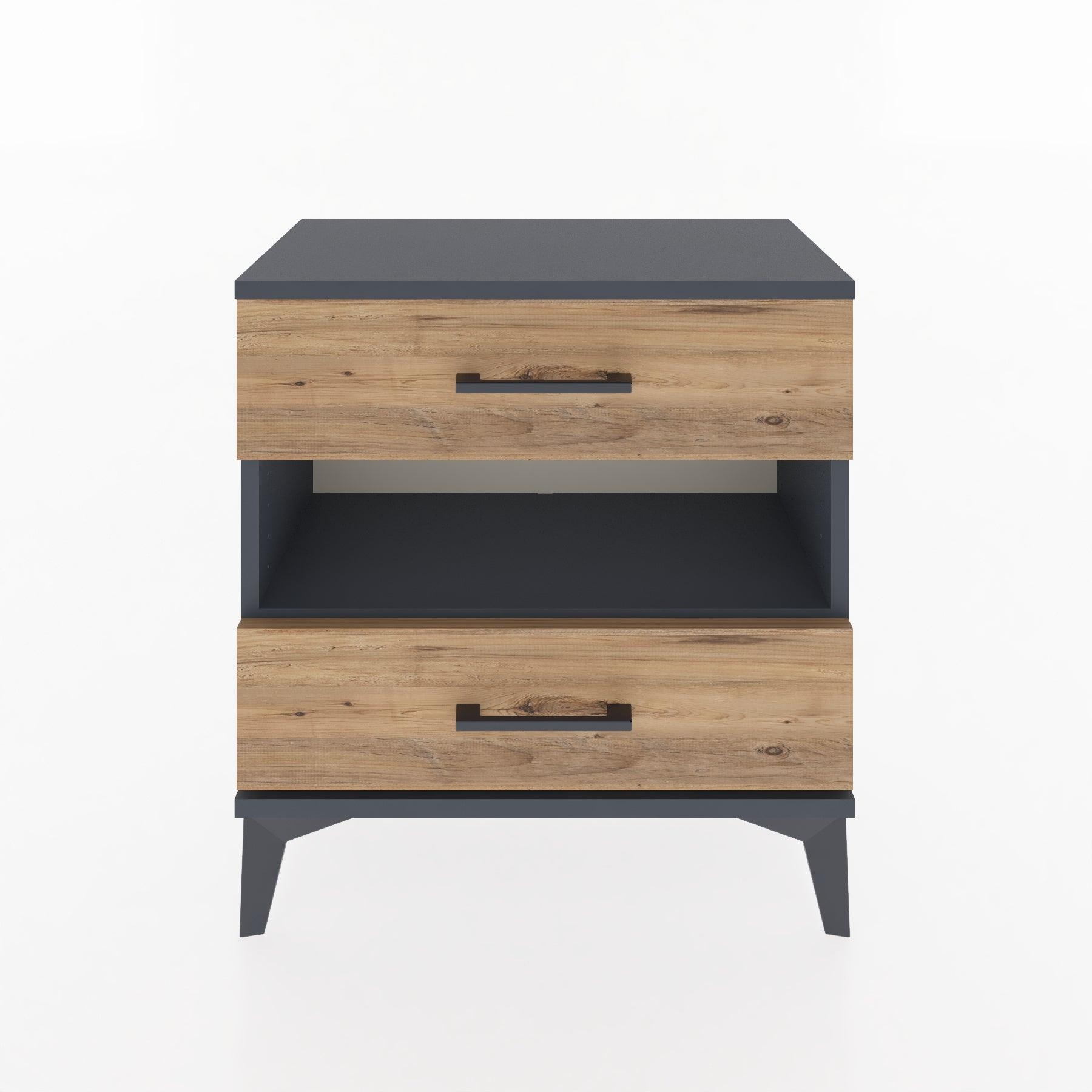Woodntry Modular Nightstand Anthracite 60x30x52 cm with Drawers and Shelves CR6-2