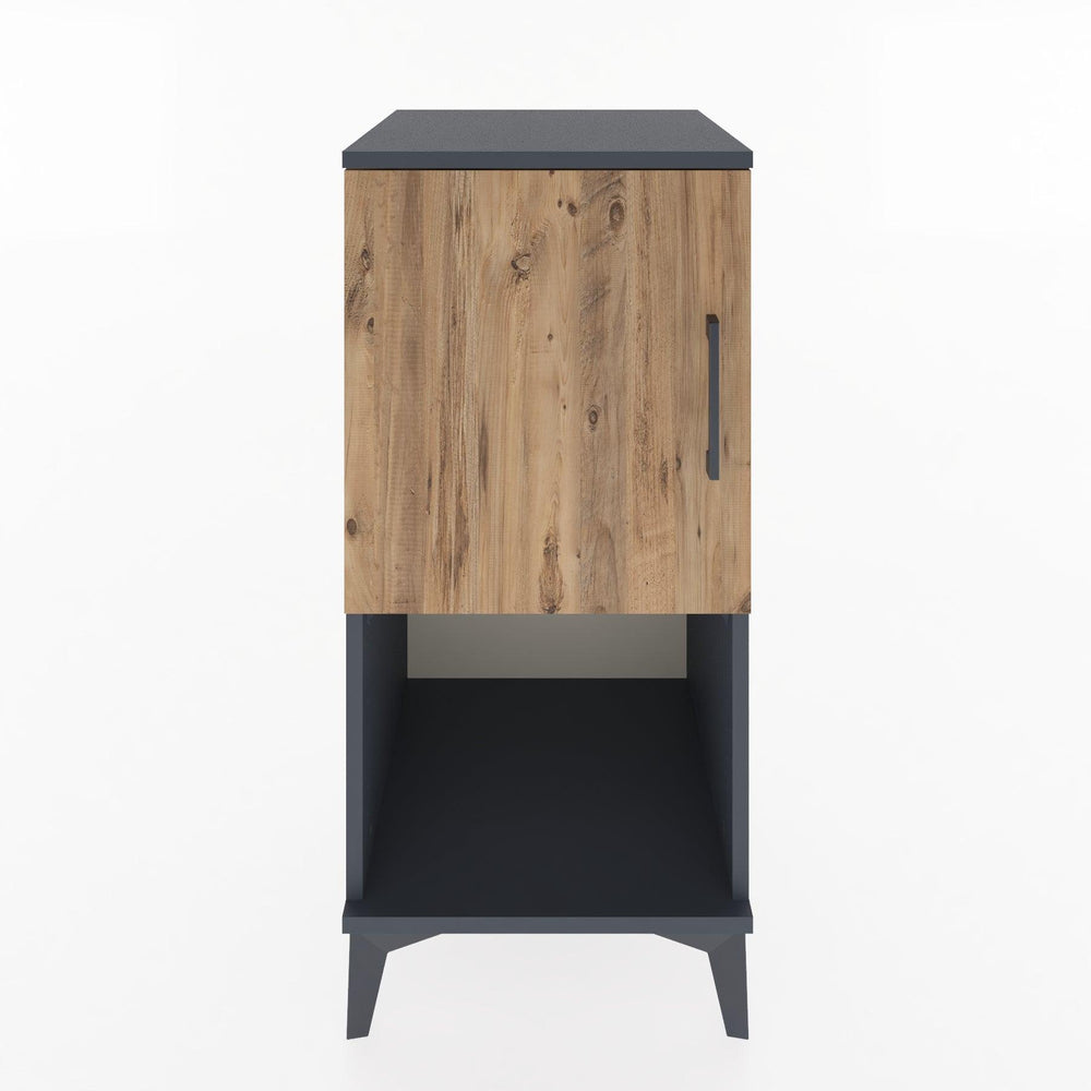 Woodntry Modular Nightstand Anthracite 44x44x84 cm with Cover and Shelf KR28-2
