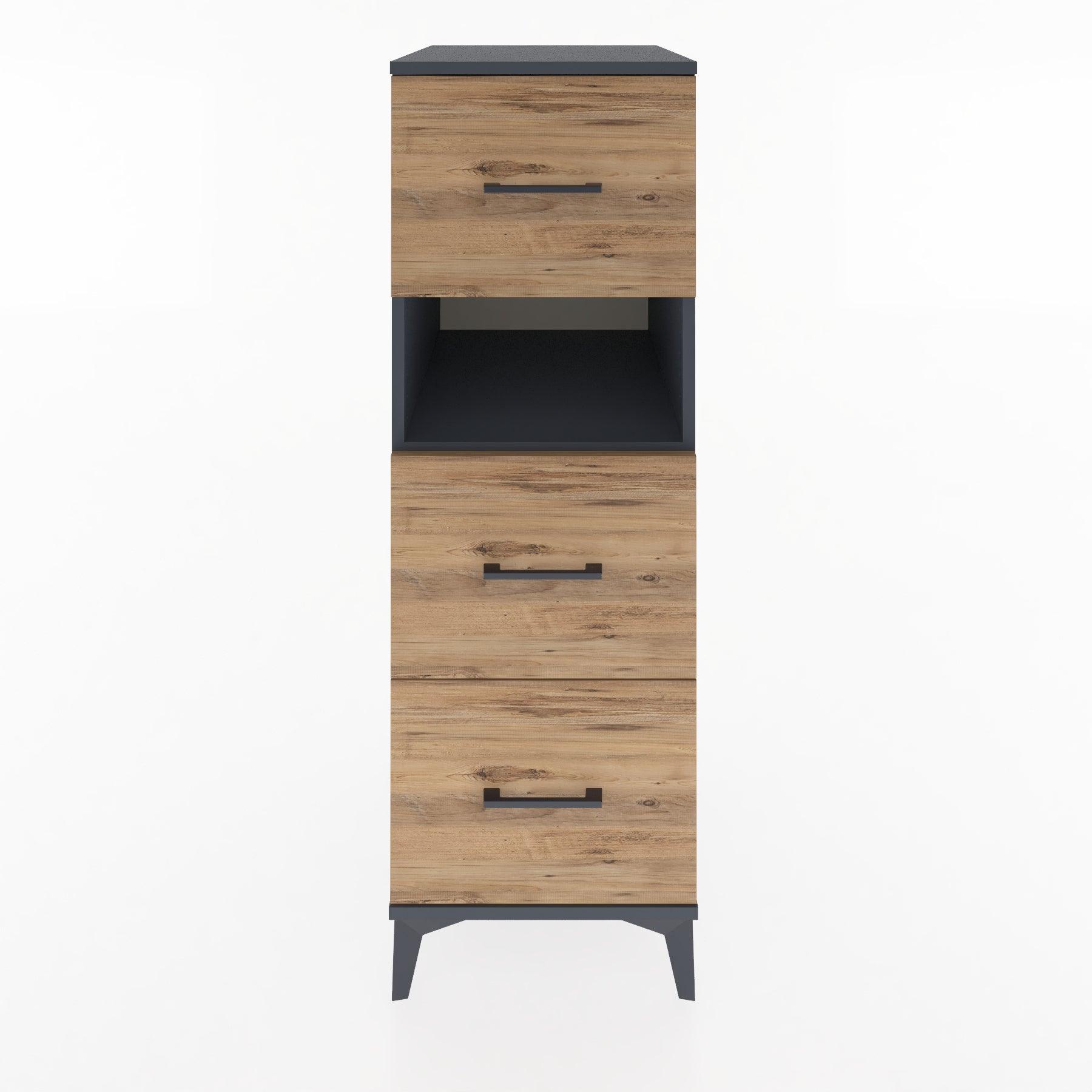 Woodntry Modular Cabinet Anthracite 44x30x122 cm with Drawers and Shelves CR106-2