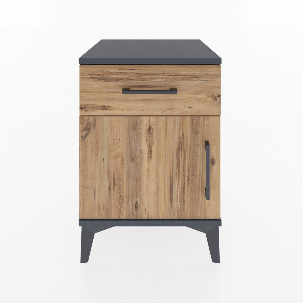 Woodntry Modular Nightstand Anthracite 44x44x52 cm with Cover and Drawer KC6-2
