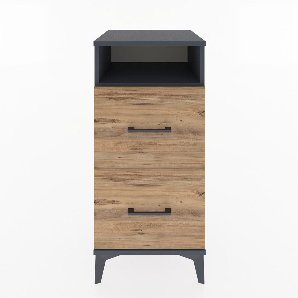Woodntry Modular Nightstand Anthracite 44x44x84 cm with Drawers and Shelves CR6-2