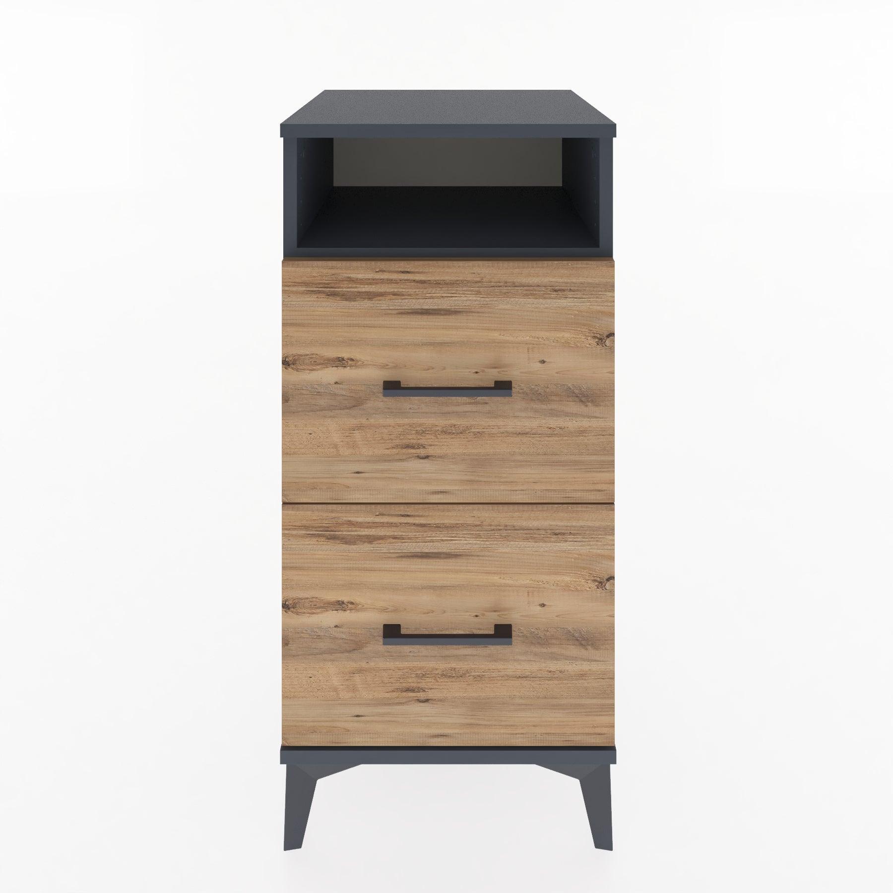 Woodntry Modular Nightstand Anthracite 44x44x84 cm with Drawers and Shelves CR6-2