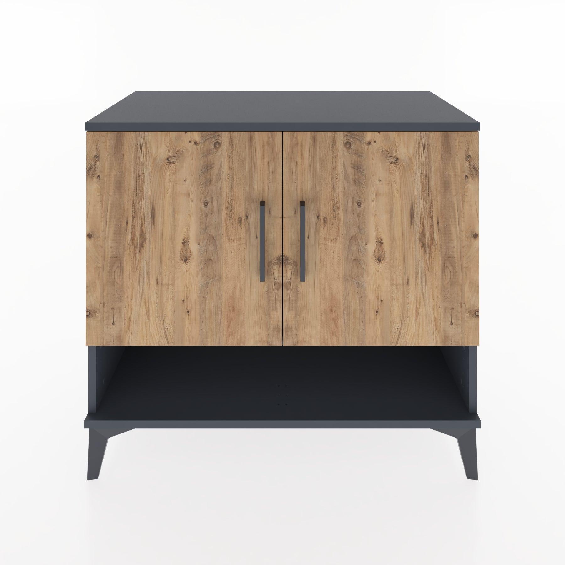 Woodntry Modüler Şifonyer Antrasit 88x44x68 cm Kapaklı ve Raflı KR6-2