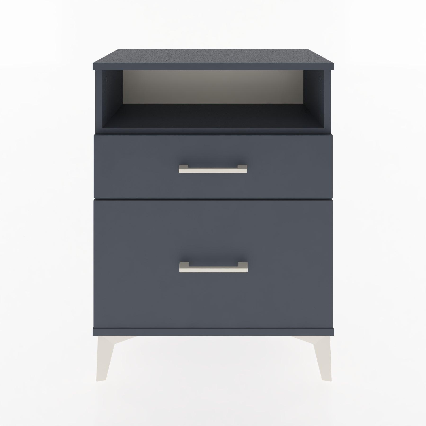 Woodntry Modular Nightstand Anthracite 60x30x68 cm with Drawer and Shelf CR6-2