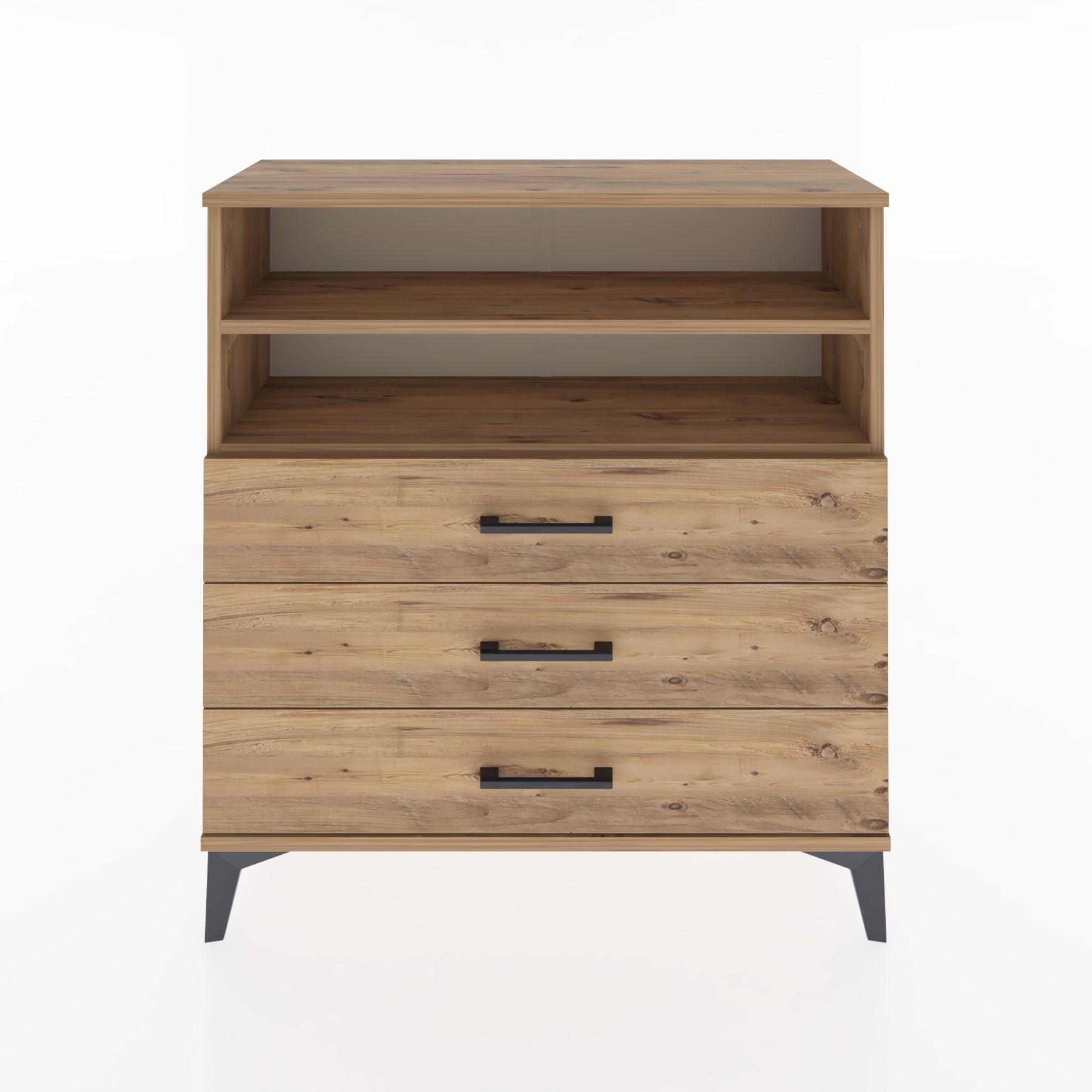 Woodntry Modular Dresser Pine 88x30x84 cm with Drawers and Shelves CR6-3