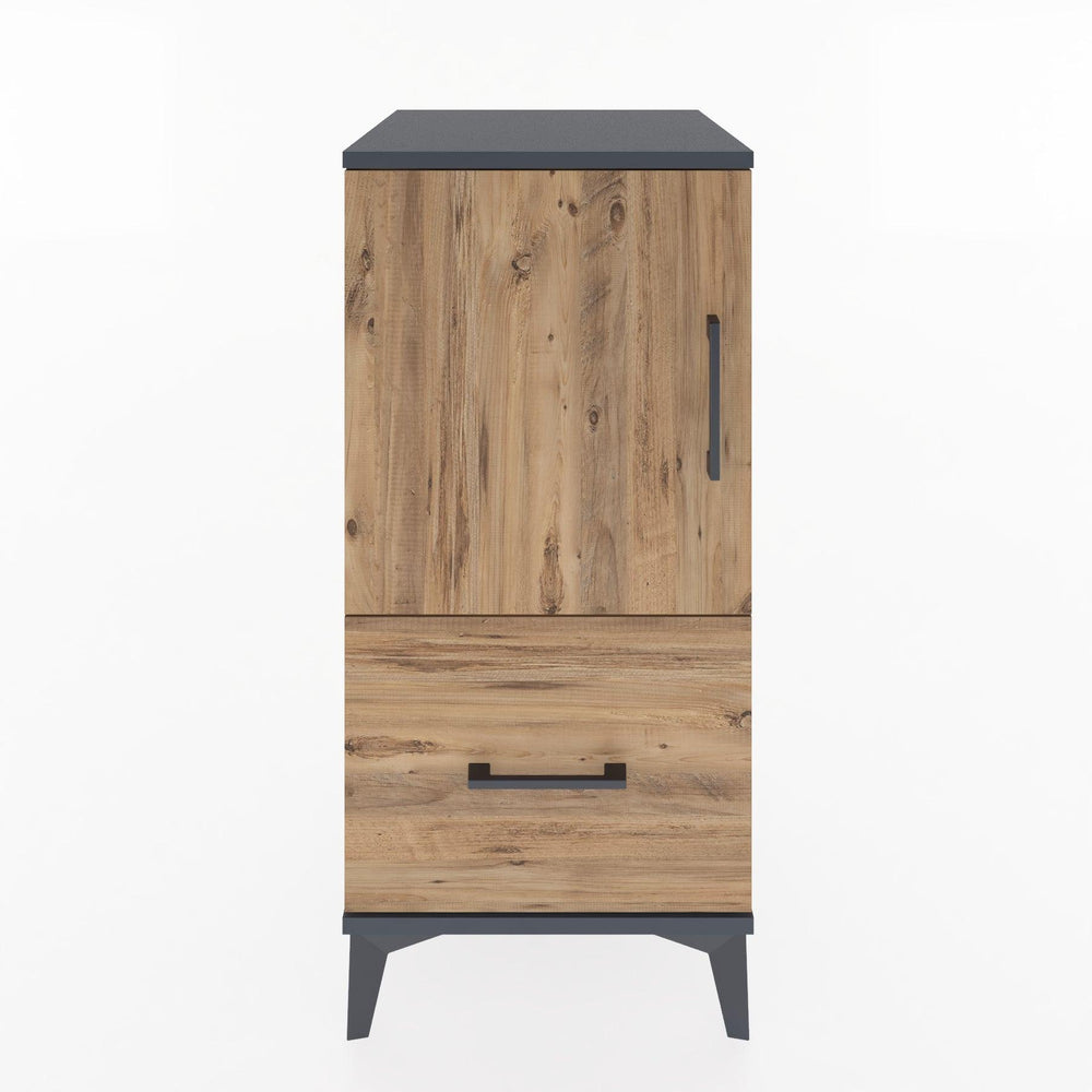 Woodntry Modular Nightstand Anthracite 44x44x84 cm with Cover and Drawer KC29-2