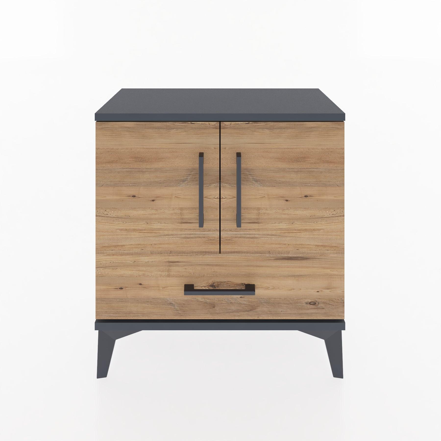 Woodntry Modular Nightstand Anthracite 60x30x52 cm with Cover and Drawer KC7-2