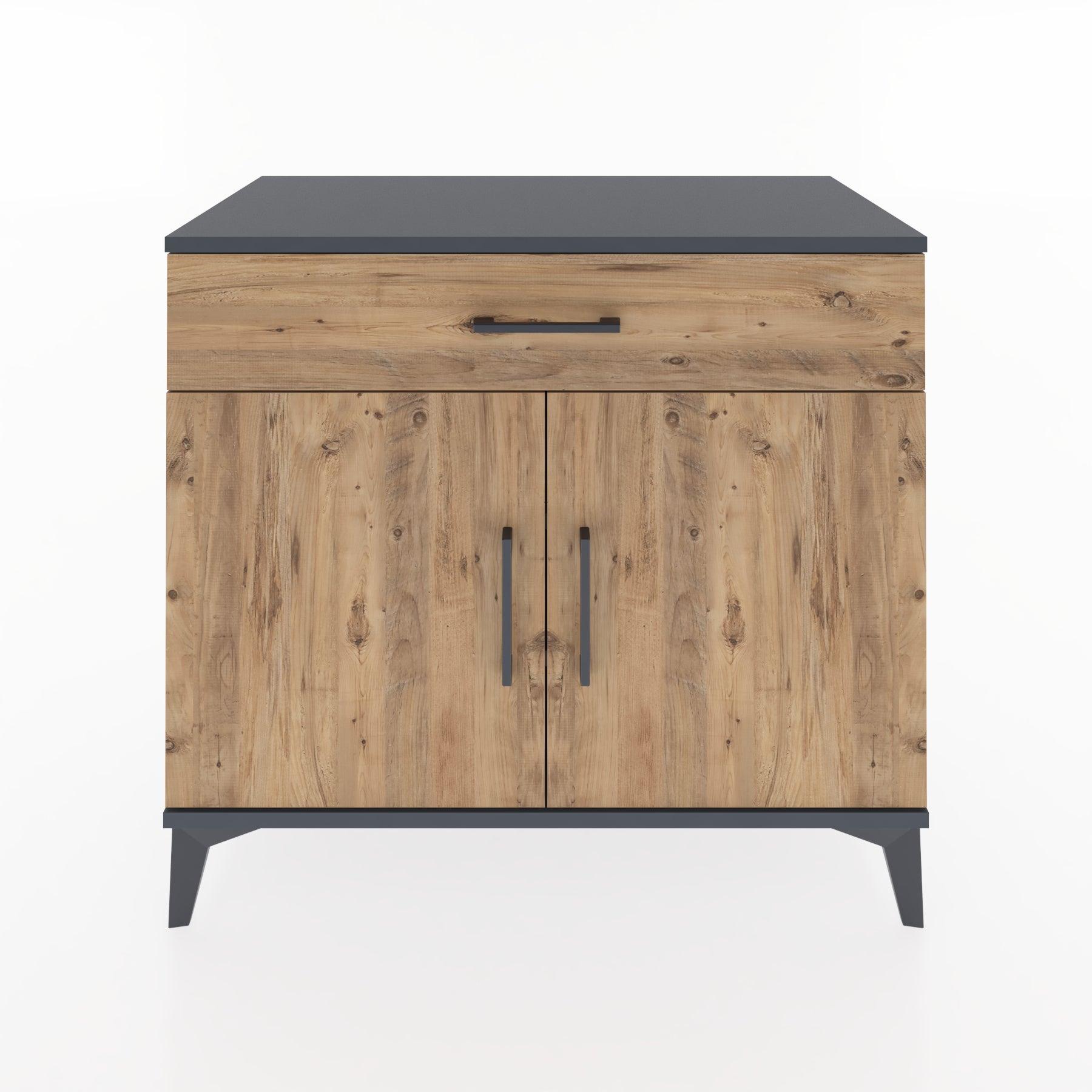 Woodntry Modüler Şifonyer Antrasit 88x44x68 cm Kapaklı ve Çekmeceli KC7-2