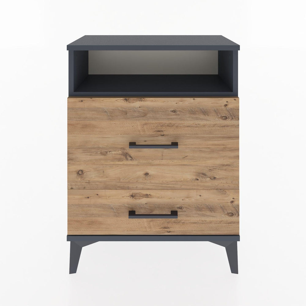 Woodntry Modular Nightstand Anthracite 60x30x68 cm with Drawer and Shelf CR7-2
