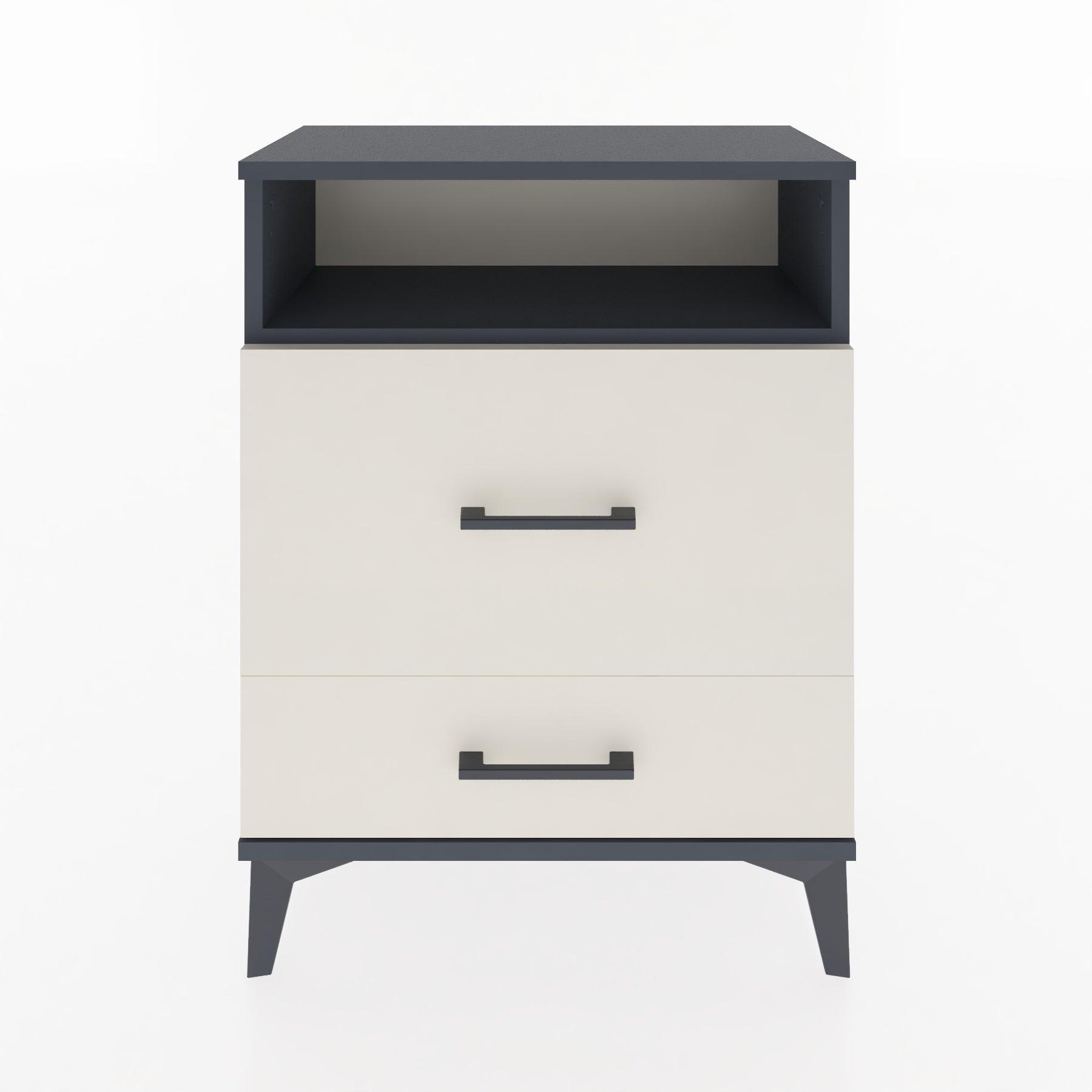 Woodntry Modular Nightstand Anthracite 60x30x68 cm with Drawer and Shelf CR7-2
