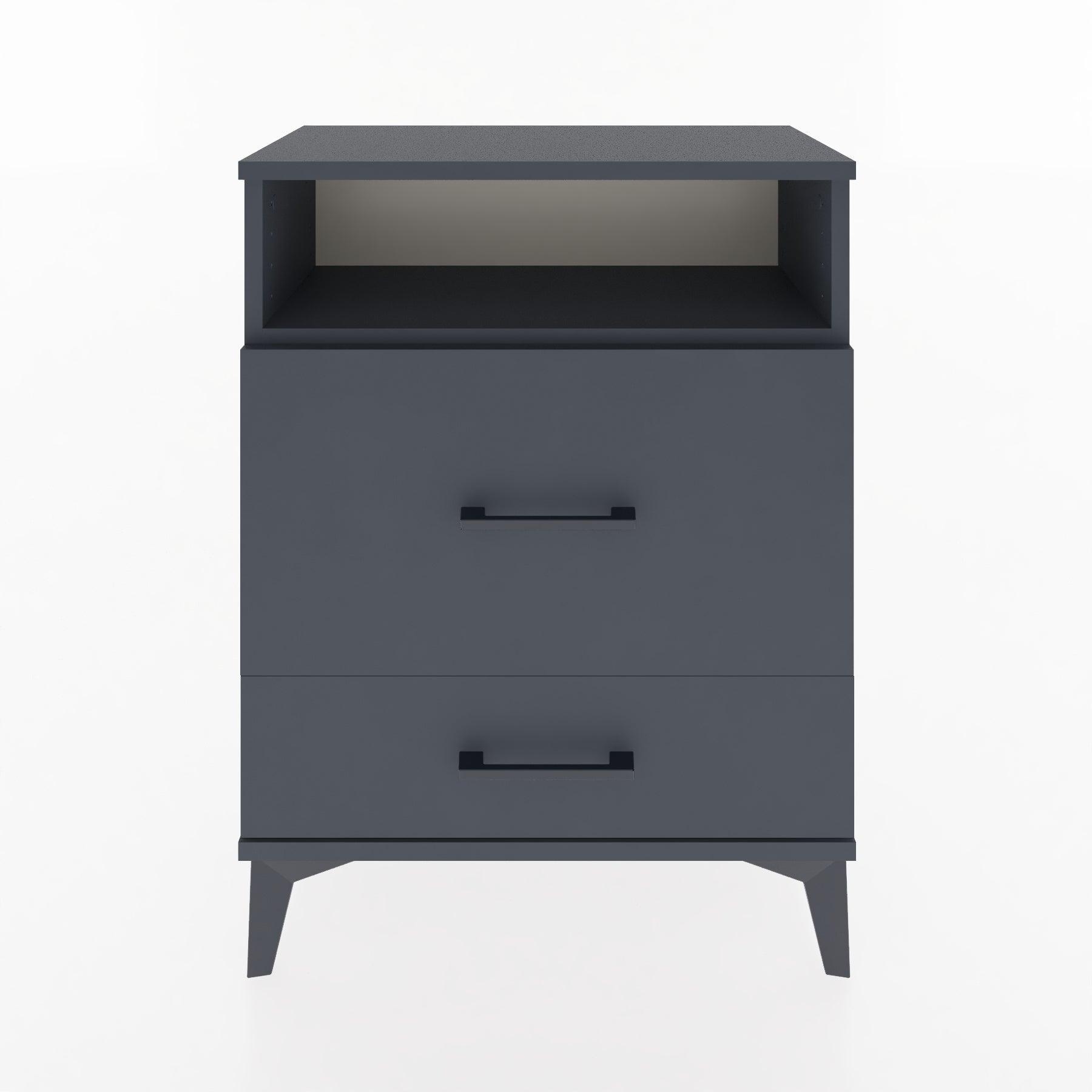 Woodntry Modular Nightstand Anthracite 60x30x68 cm with Drawer and Shelf CR7-2