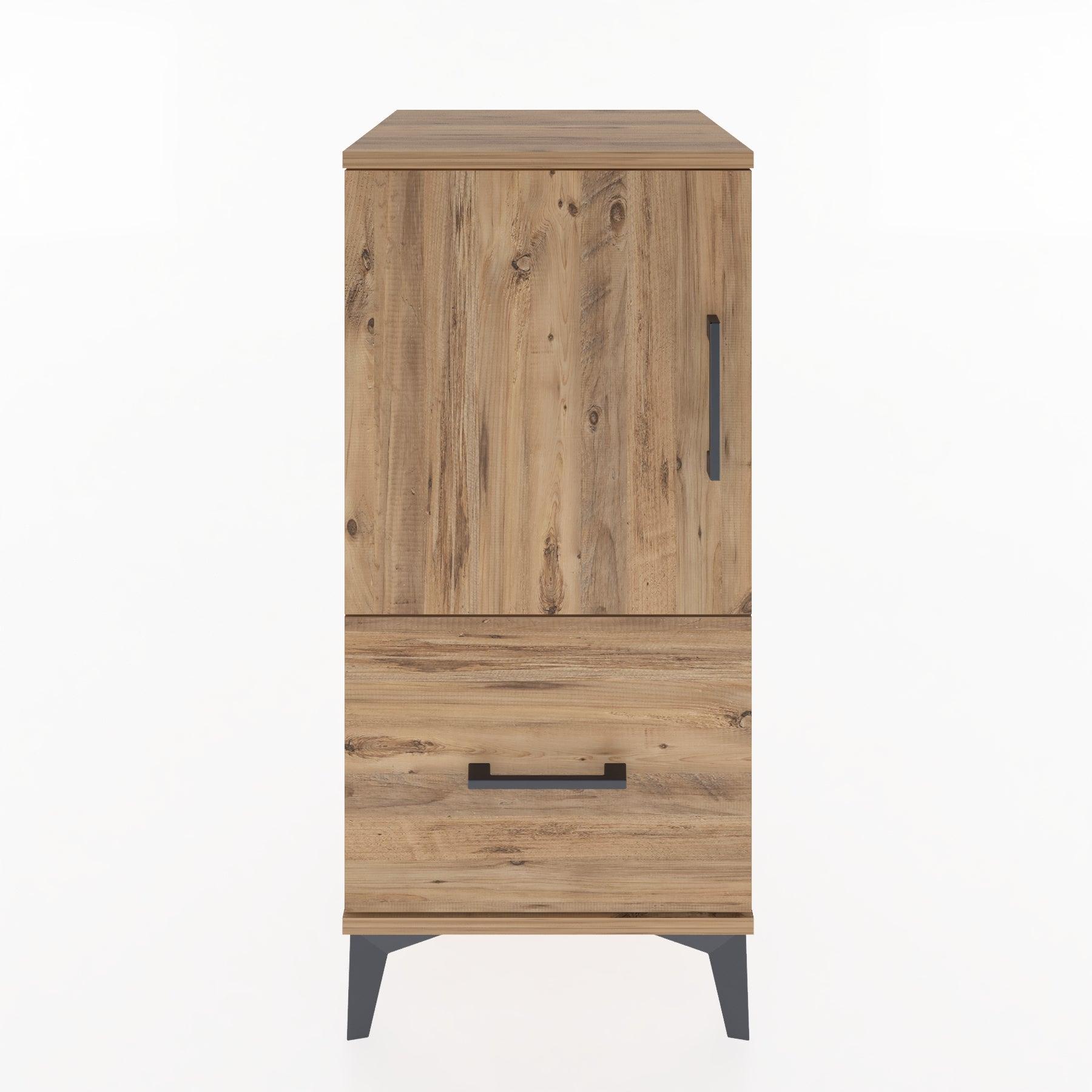 Woodntry Modular Nightstand Pine 44x44x84 cm with Cover and Drawer KC29-3