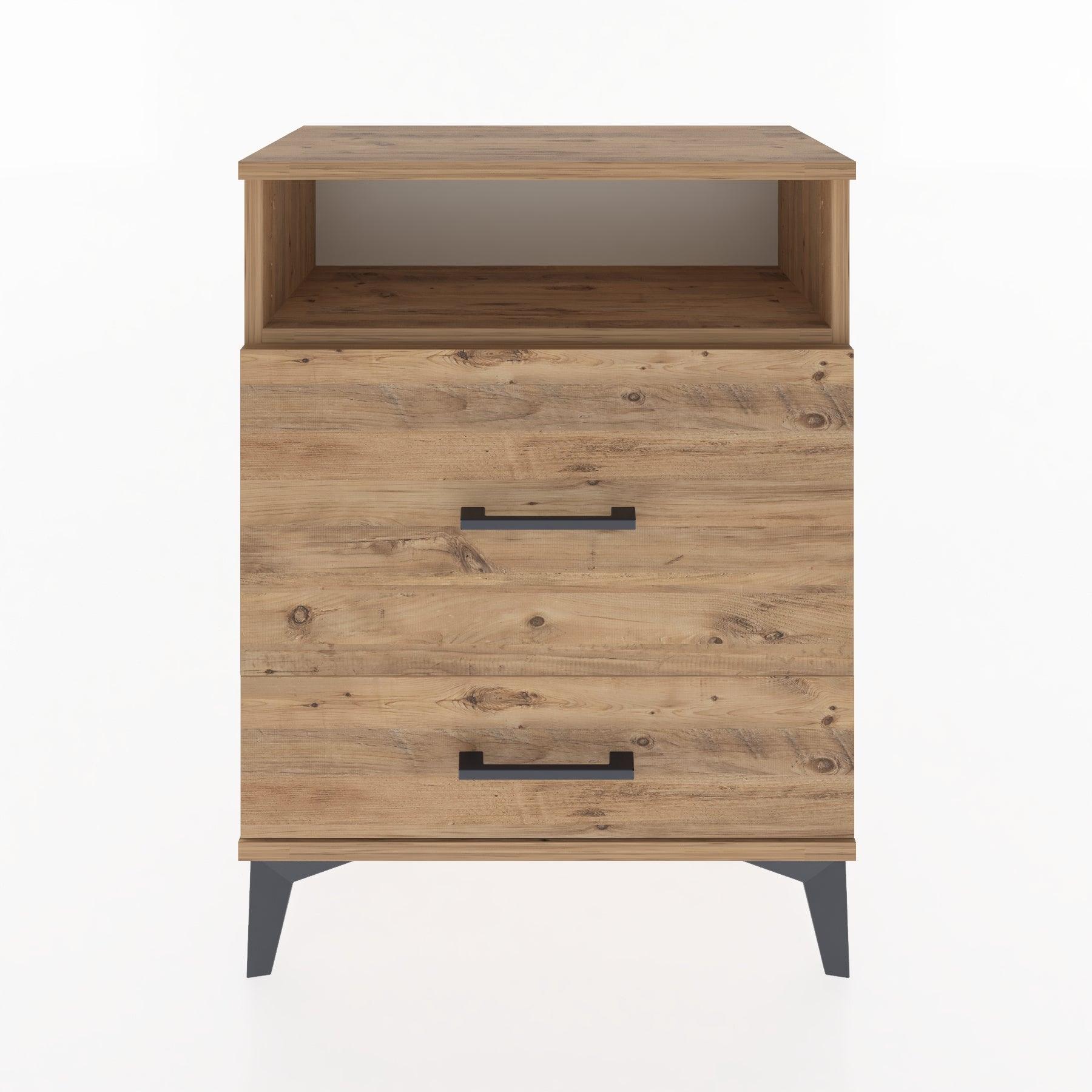 Woodntry Modular Nightstand Pine 60x30x68 cm with Drawers and Shelves CR8-3
