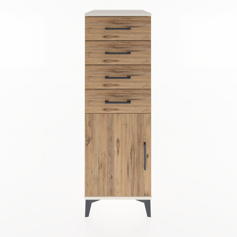 Woodntry Modüler Dolap Antrasit 44x59x122 cm Kapaklı ve Çekmeceli KC58-2