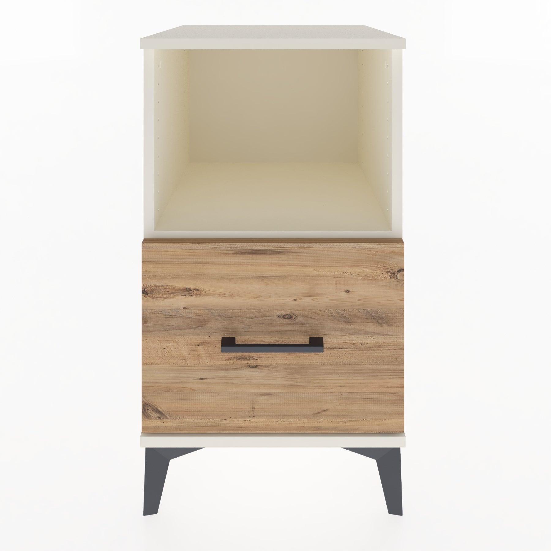 Woodntry Modular Nightstand Moonstone 44x44x68 cm with Drawer and Shelf CR8-1