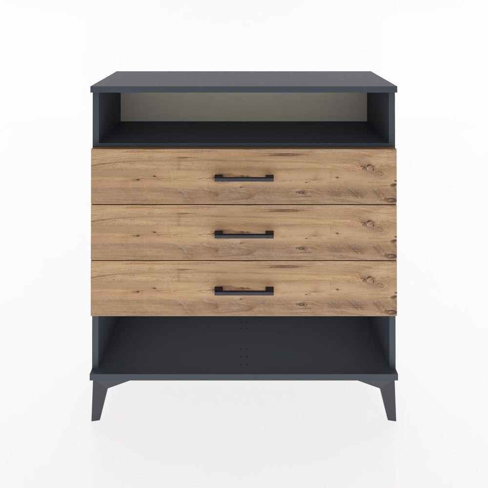 Woodntry Modüler Şifonyer Antrasit 88x30x84 cm Çekmeceli ve Raflı CR8-2