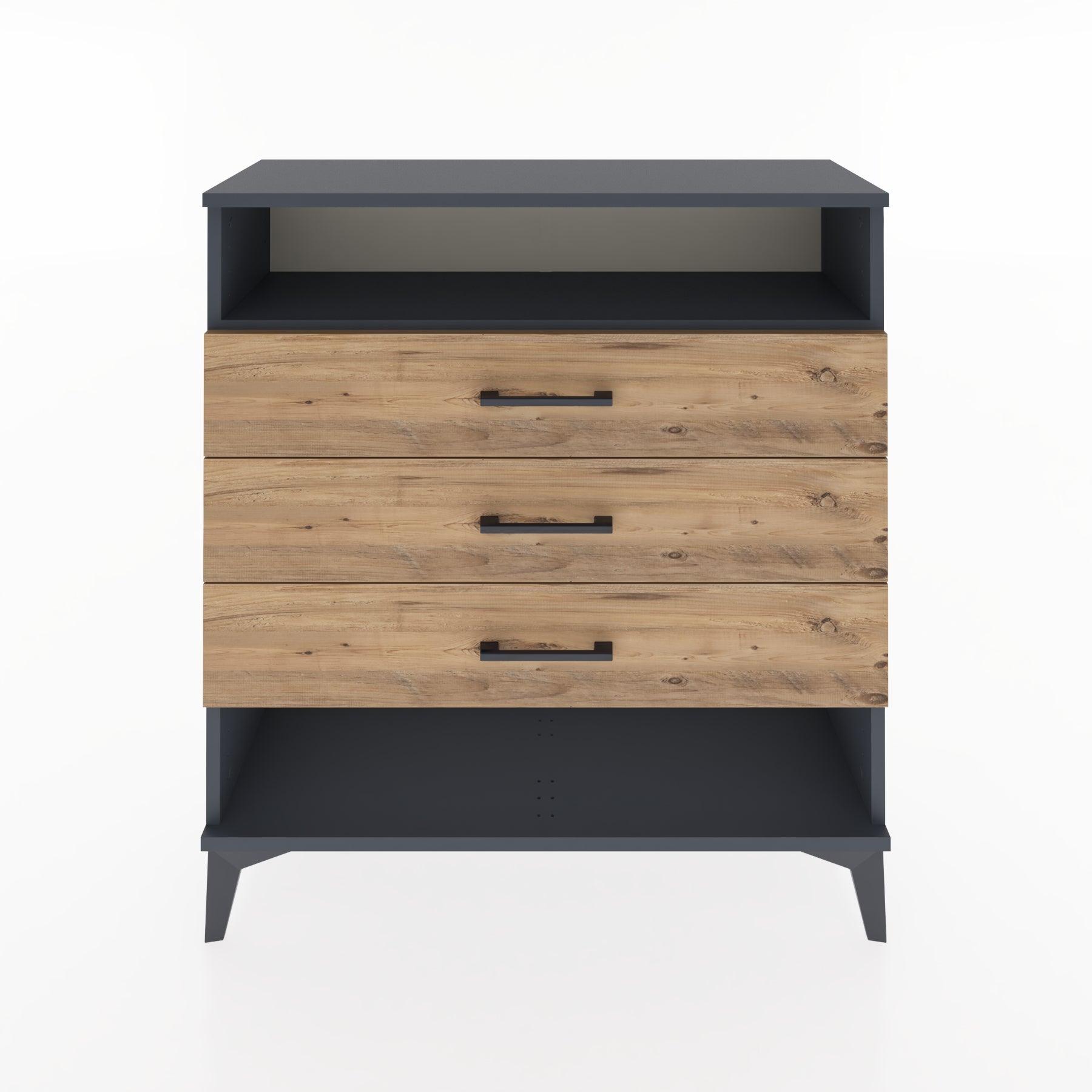 Woodntry Modular Dresser Anthracite 88x30x84 cm with Drawers and Shelves CR8-2