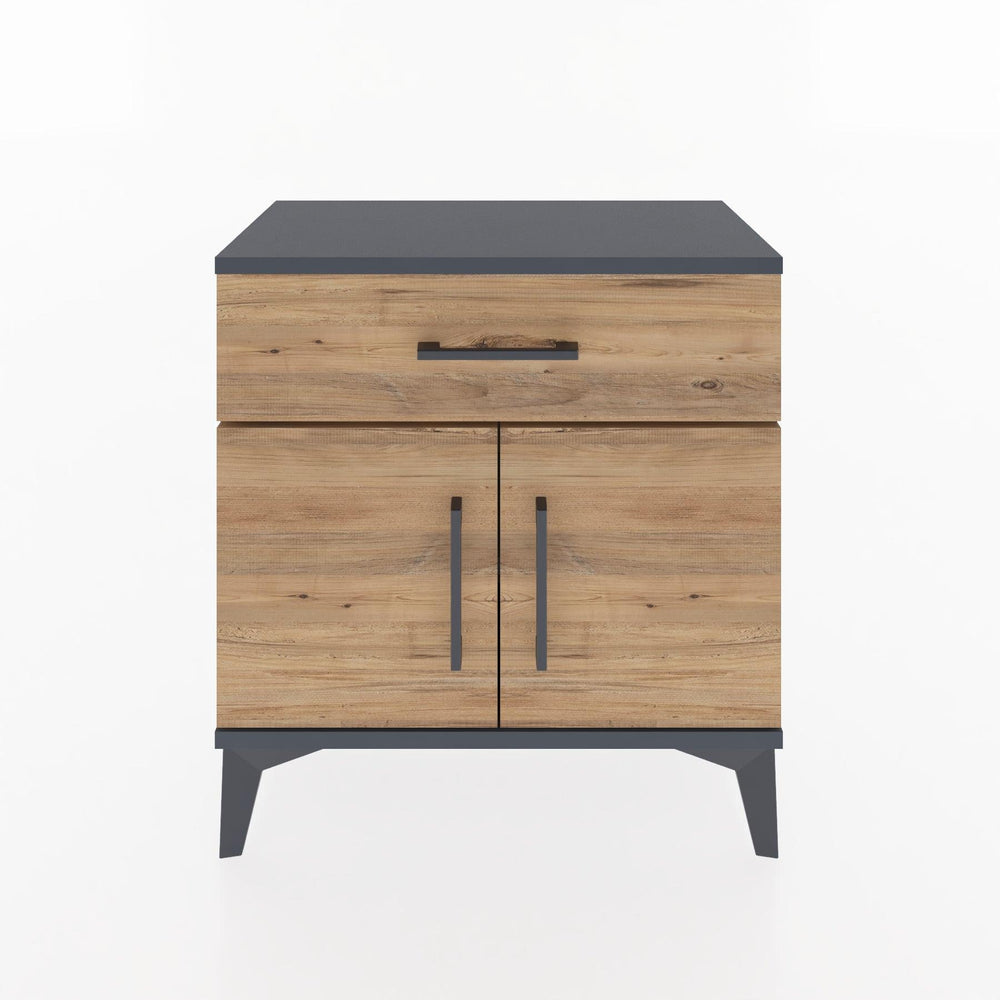 Woodntry Modular Nightstand Anthracite 60x30x52 cm with Cover and Drawer KC8-2