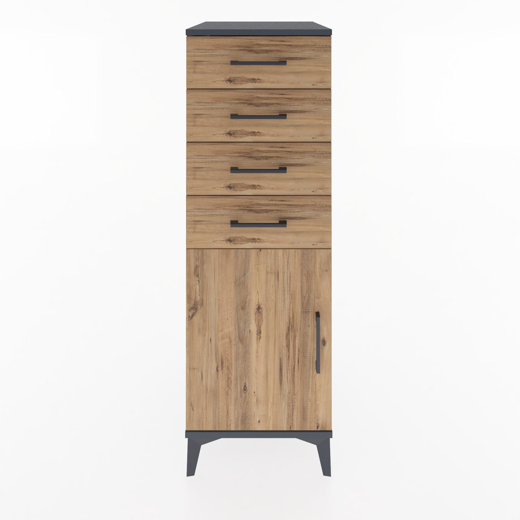 Woodntry Modular Cabinet Anthracite 44x30x122 cm with Doors and Drawers KC58-2