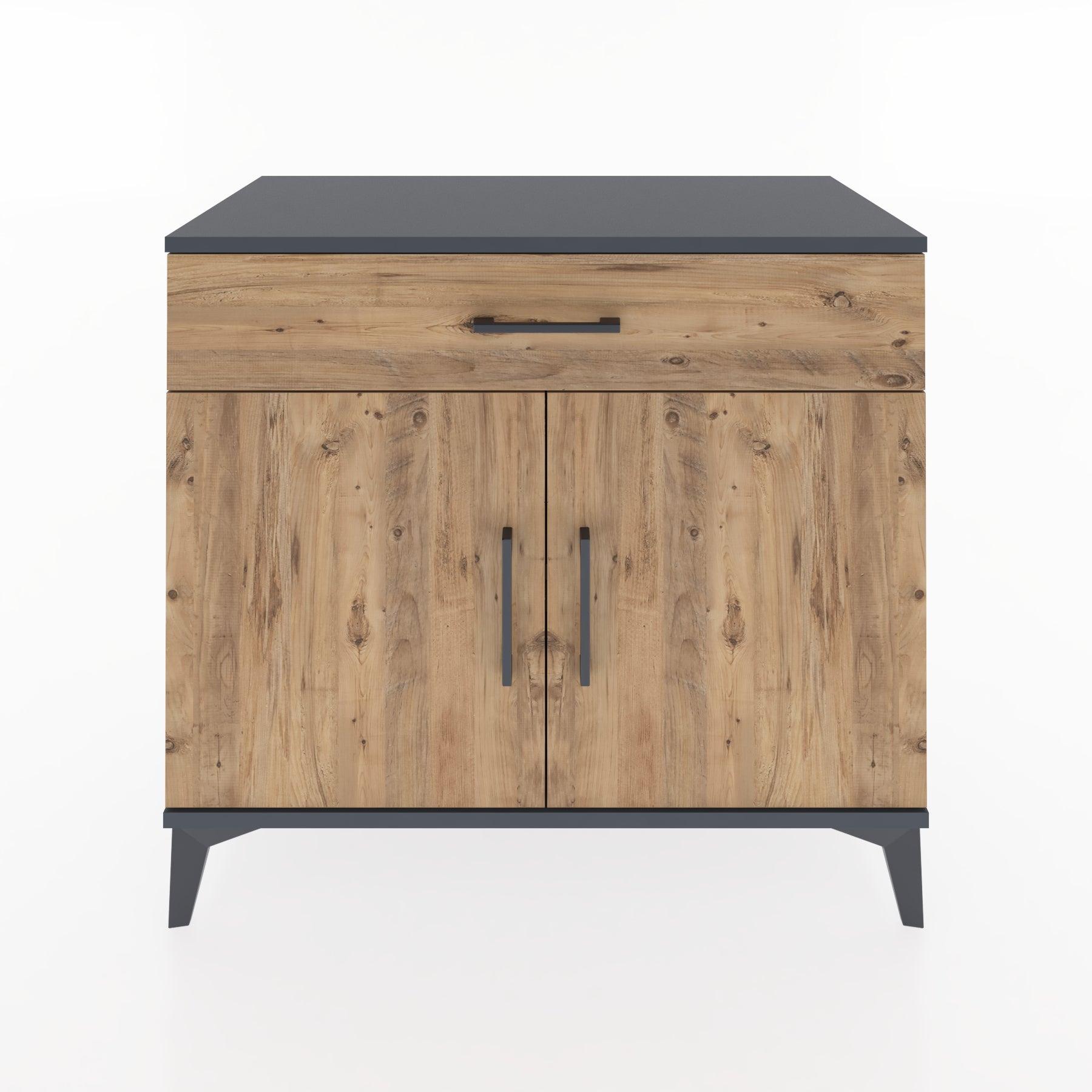 Woodntry Modüler Şifonyer Antrasit 88x44x68 cm Kapaklı ve Çekmeceli KC8-2