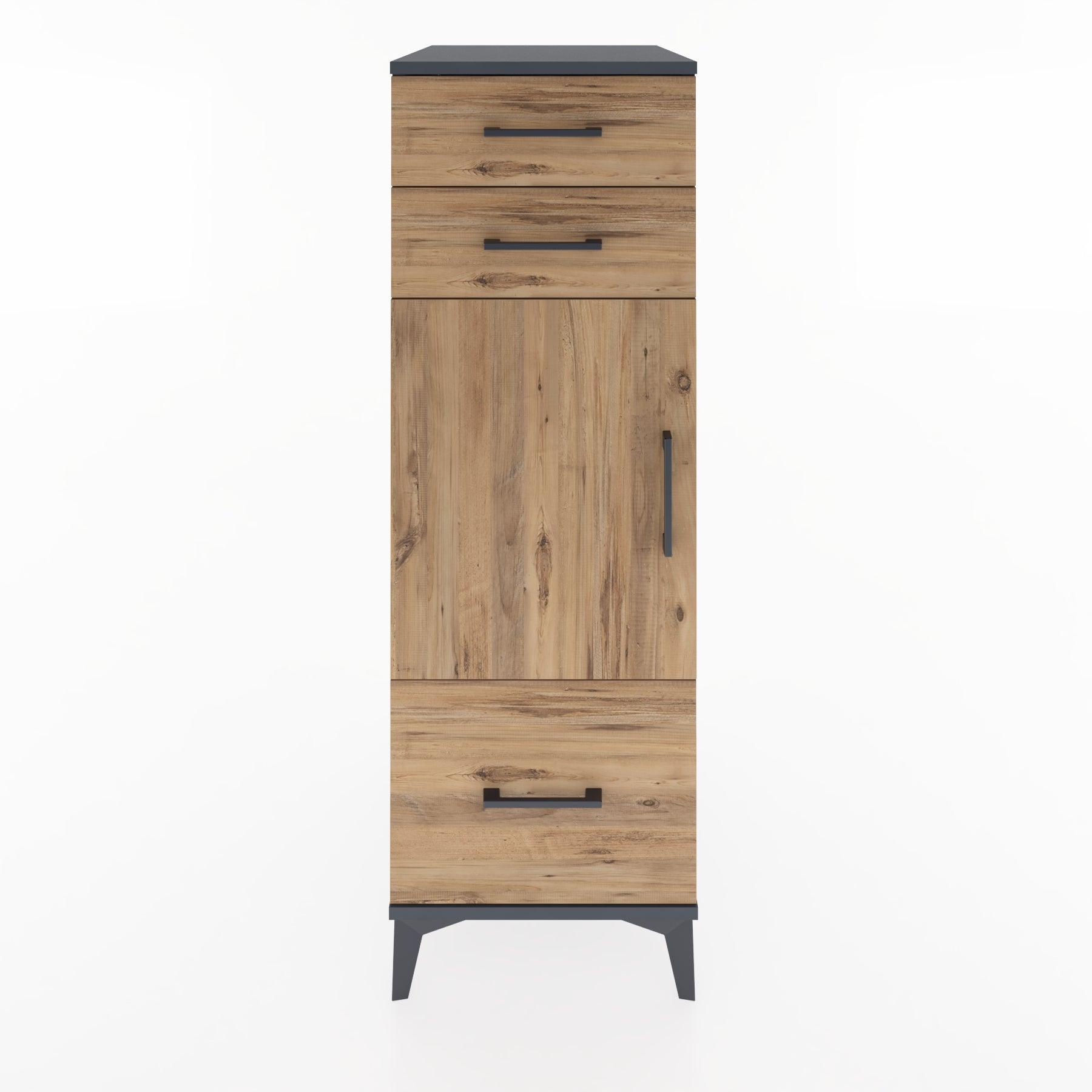 Woodntry Modular Cabinet Anthracite 44x30x122 cm with Doors and Drawers KC8-2