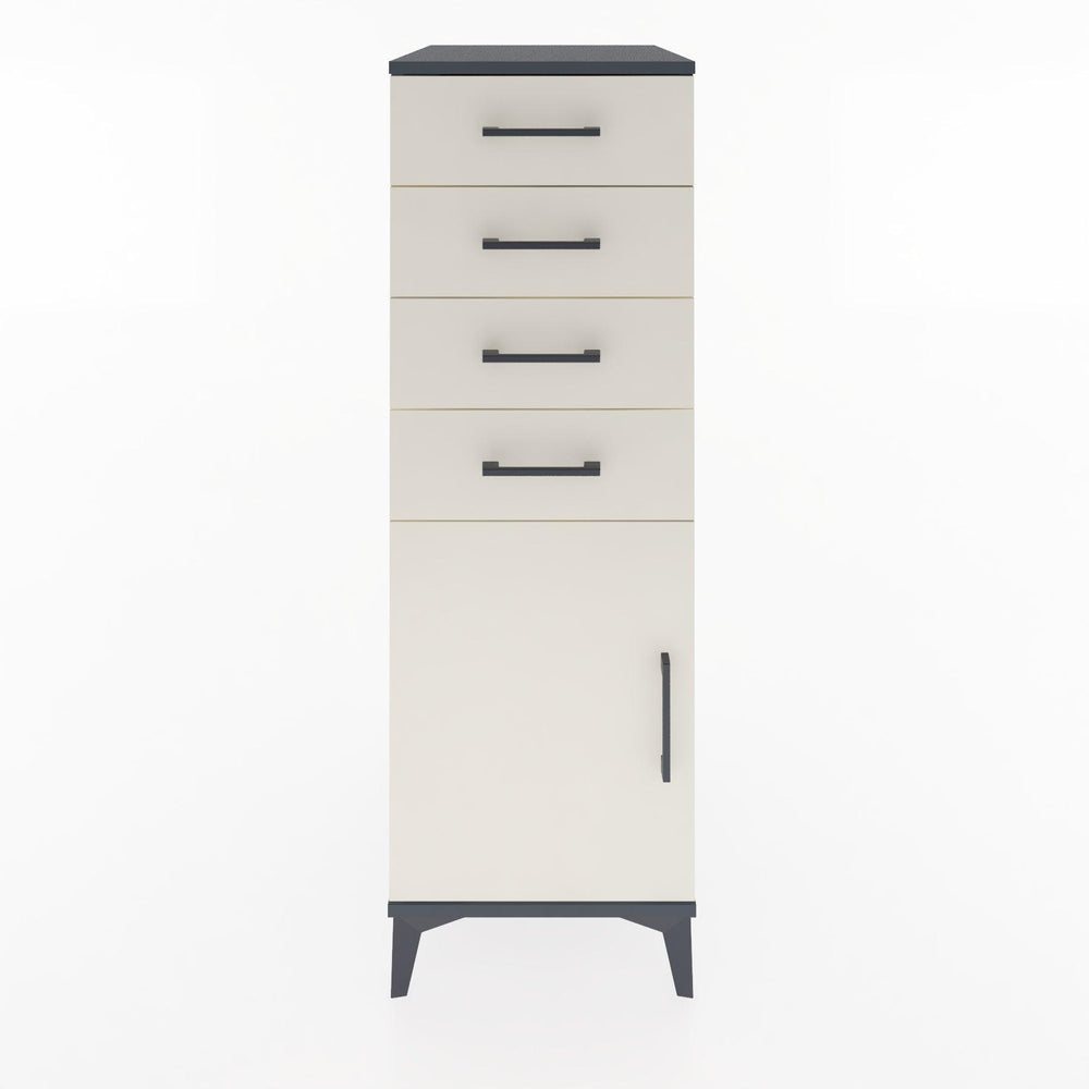 Woodntry Modüler Dolap Antrasit 44x30x122 cm Kapaklı ve Çekmeceli KC58-2