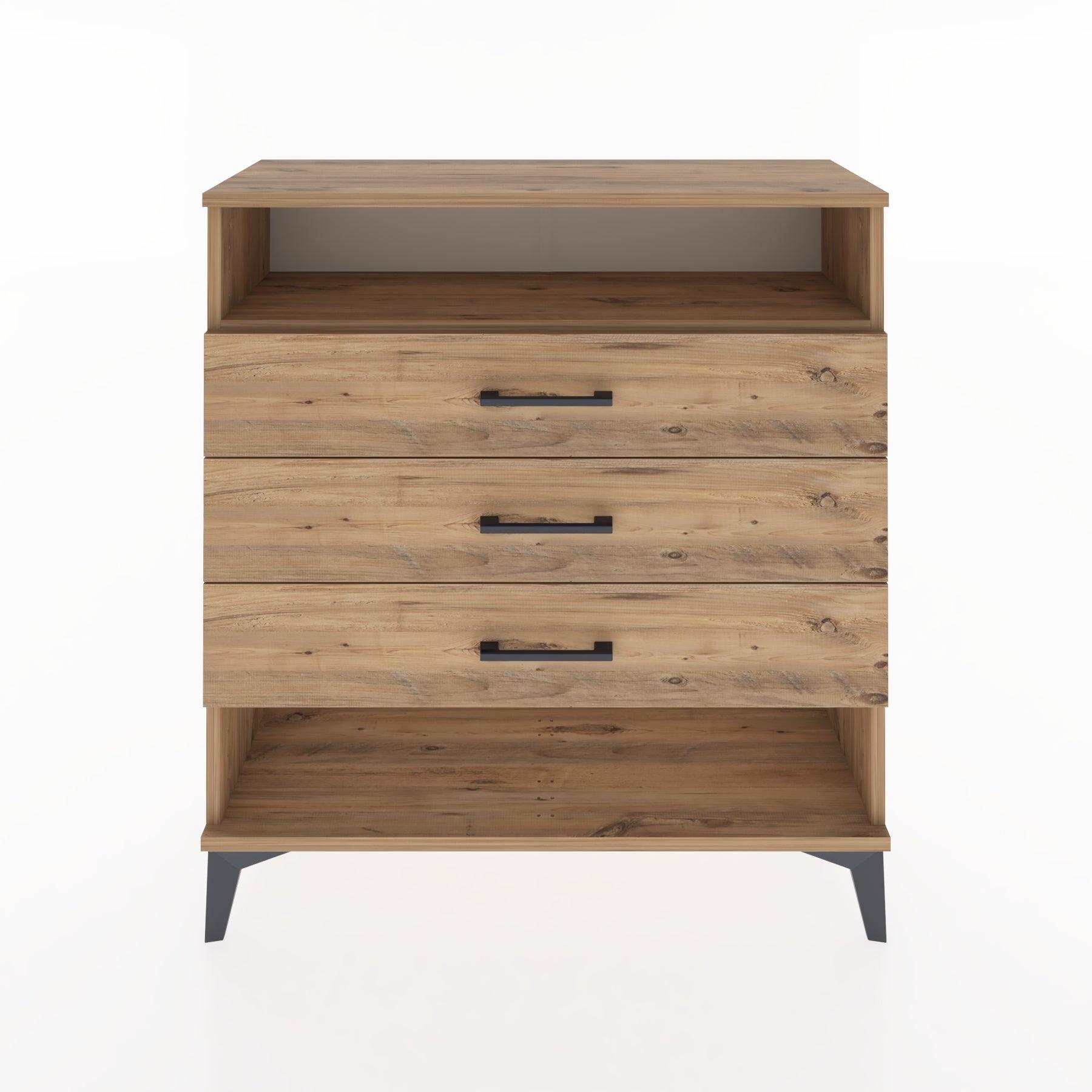 Woodntry Modular Dresser Pine 88x30x84 cm with Drawers and Shelves CR8-3