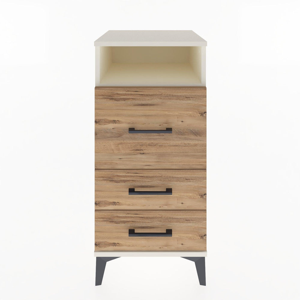 Woodntry Modular Nightstand Moonstone 44x44x84 cm with Drawer and Shelf CR9-1