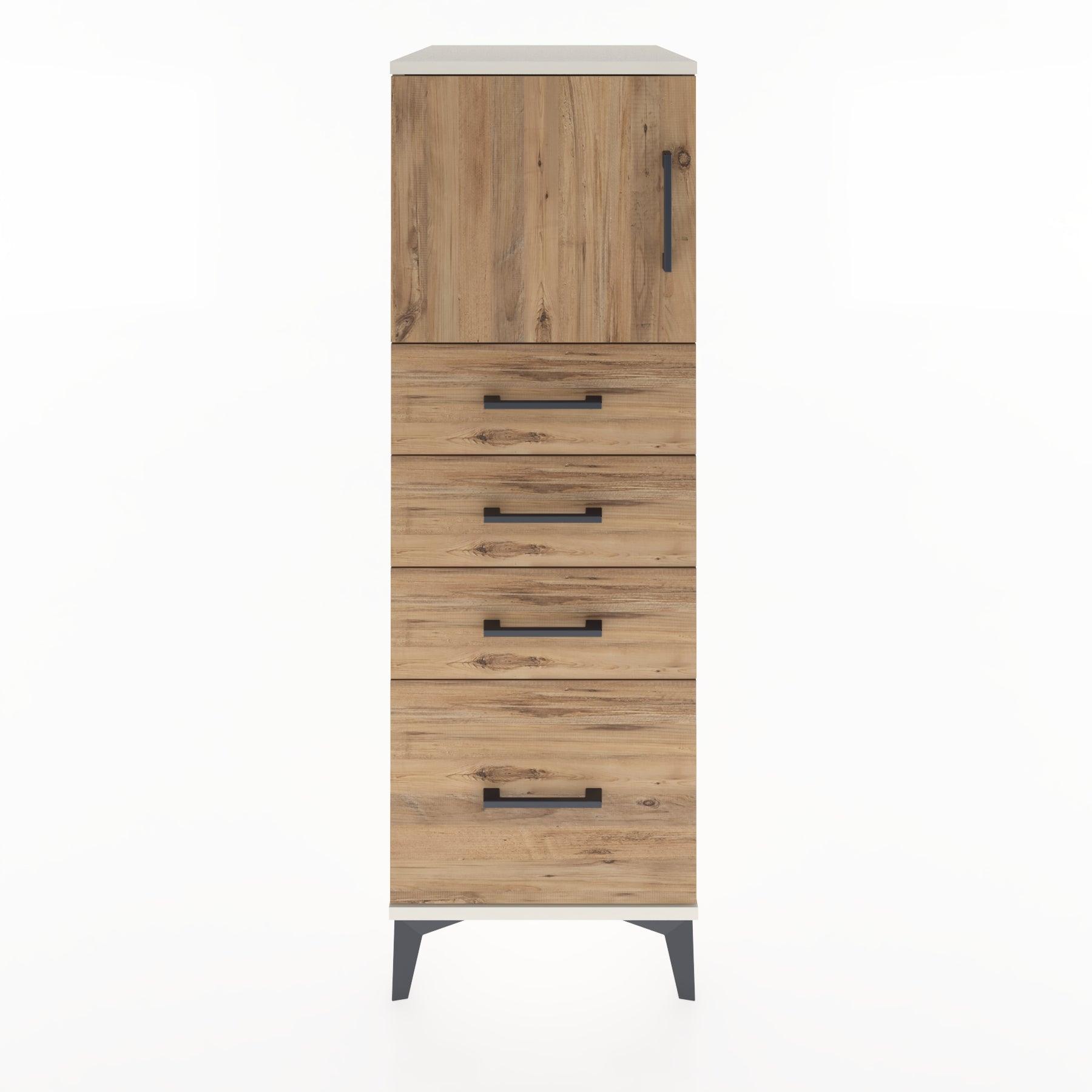 Woodntry Modüler Dolap Aytaşı 44x59x122 cm Kapaklı ve Çekmeceli KC9-1