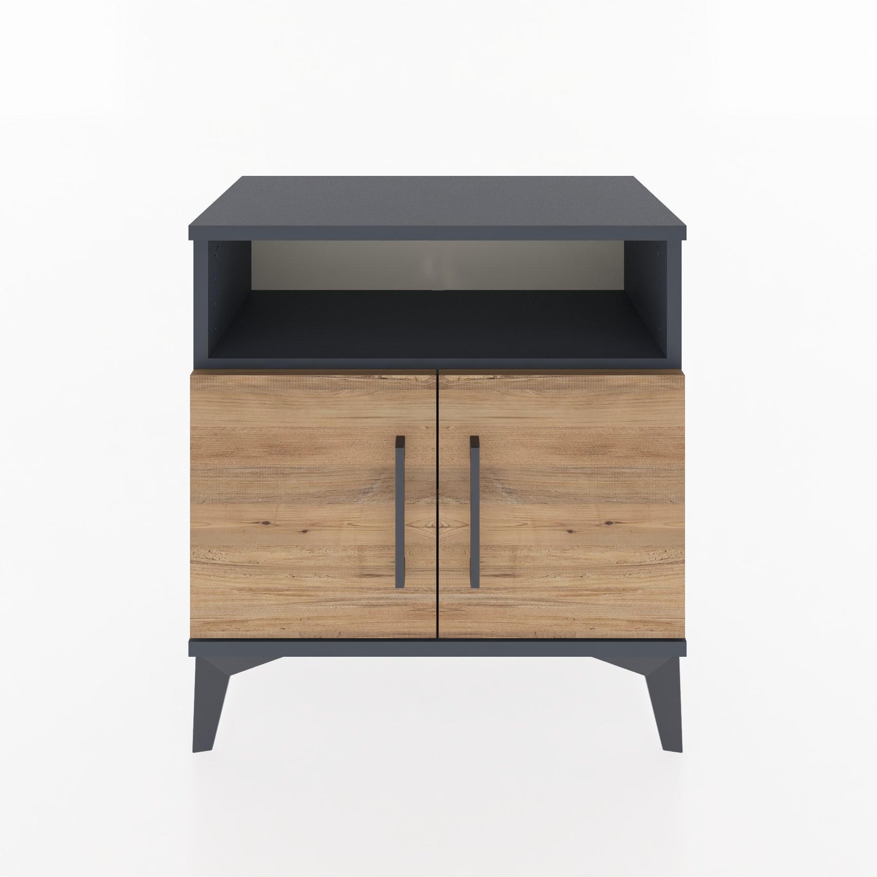 Woodntry Modular Nightstand Anthracite 60x30x52 cm with Cover and Shelf KR9-2