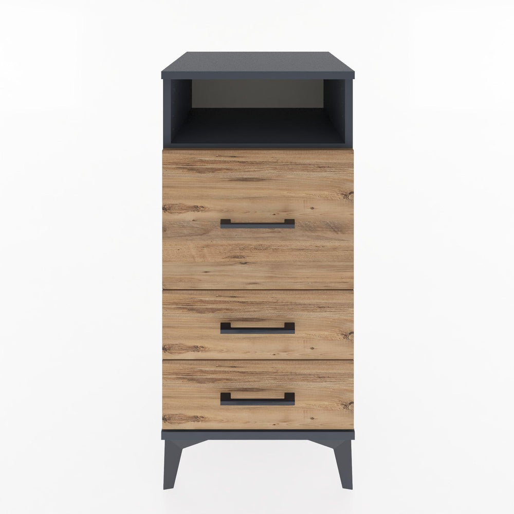 Woodntry Modular Nightstand Anthracite 44x44x84 cm with Drawers and Shelves CR9-2