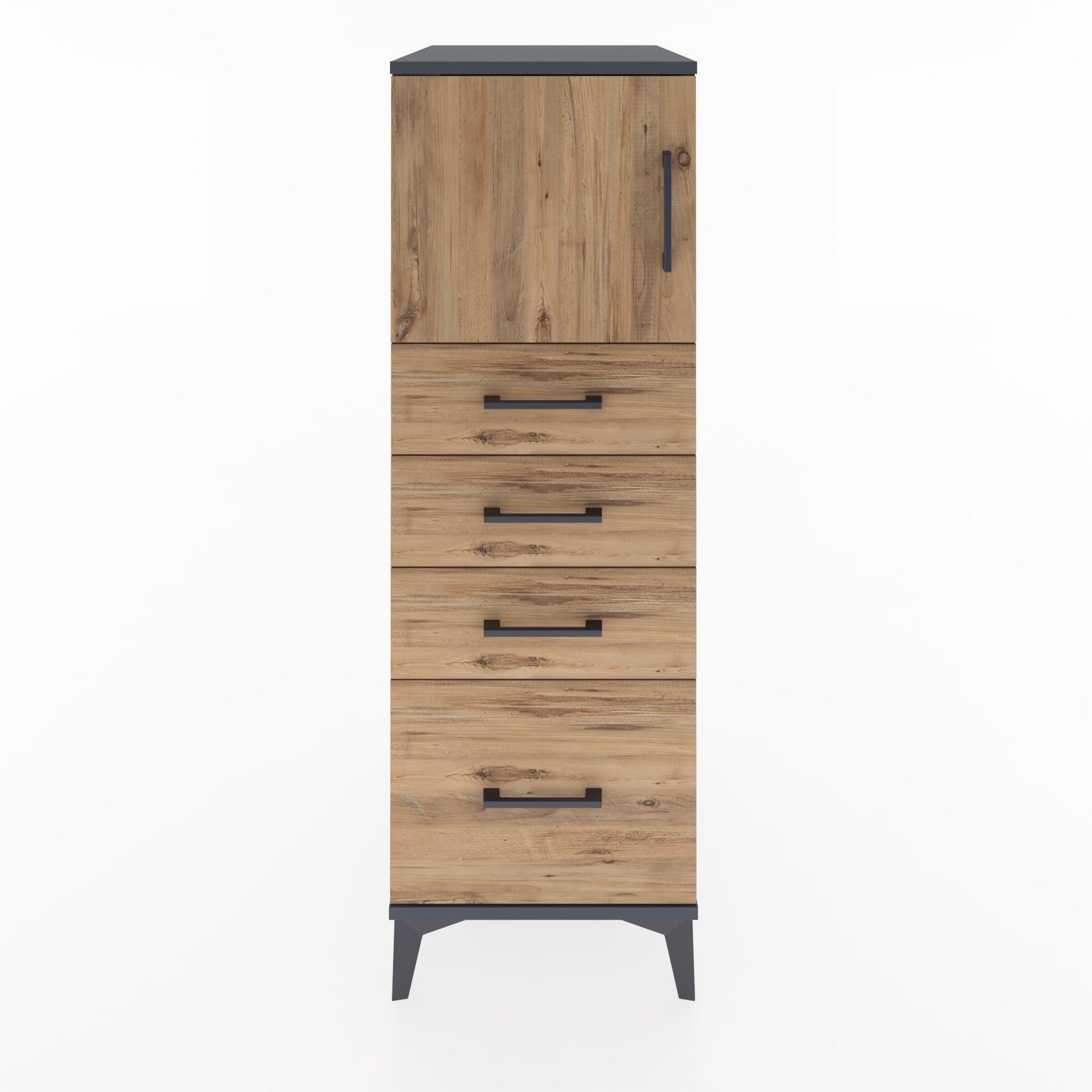 Woodntry Modular Cabinet Anthracite 44x30x122 cm with Doors and Drawers KC9-2