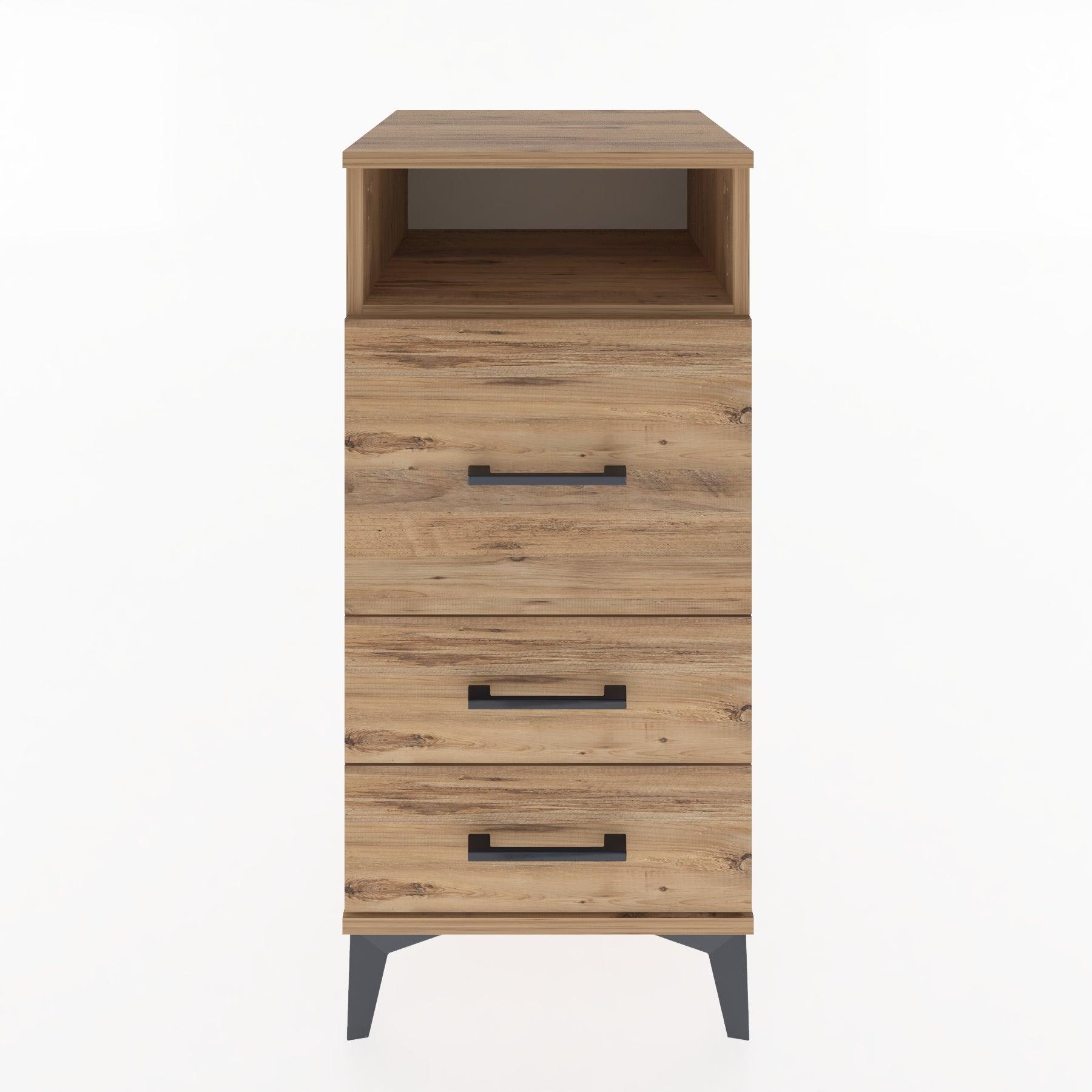 Woodntry Modular Nightstand Pine 44x44x84 cm with Drawers and Shelves CR9-3