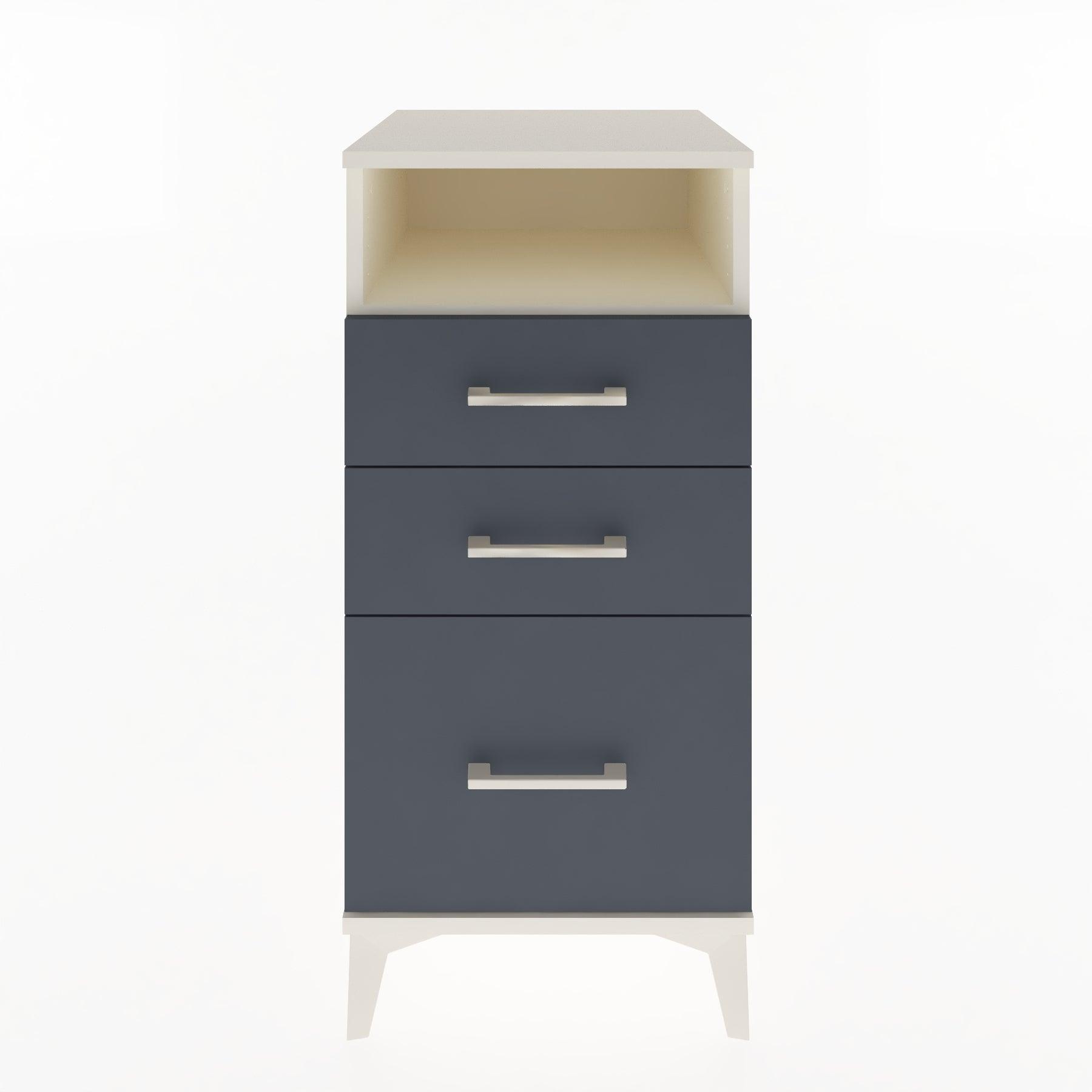 Woodntry Modular Nightstand Moonstone 44x44x84 cm with Drawer and Shelf CR10-1