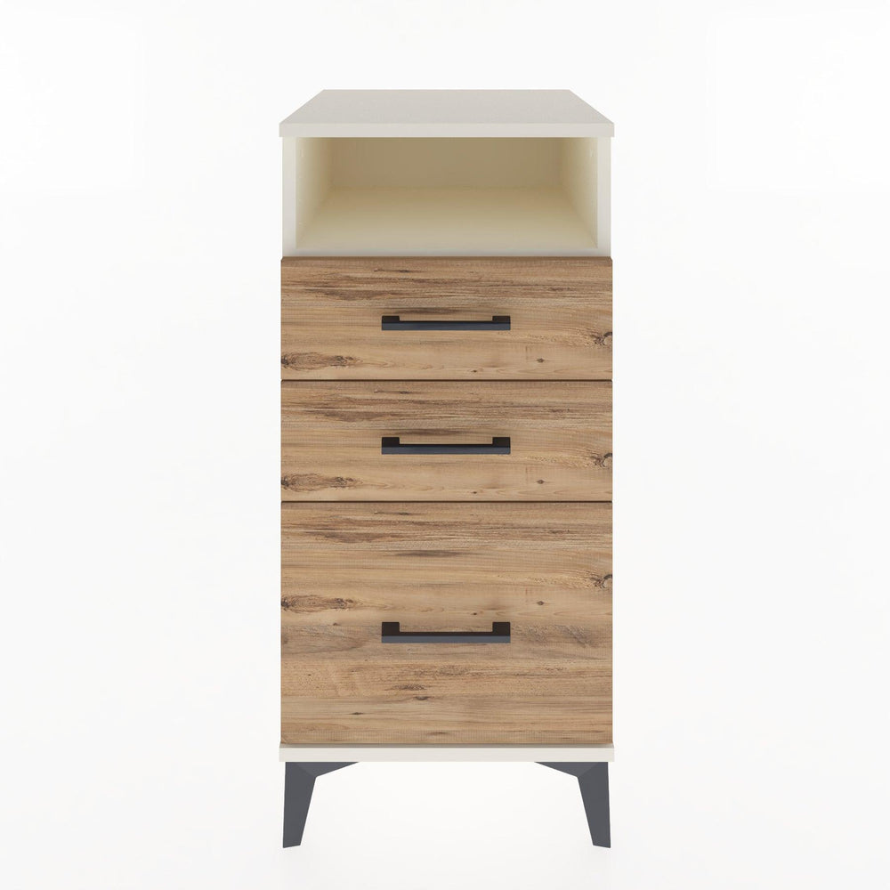 Woodntry Modular Nightstand Moonstone 44x44x84 cm with Drawer and Shelf CR10-1