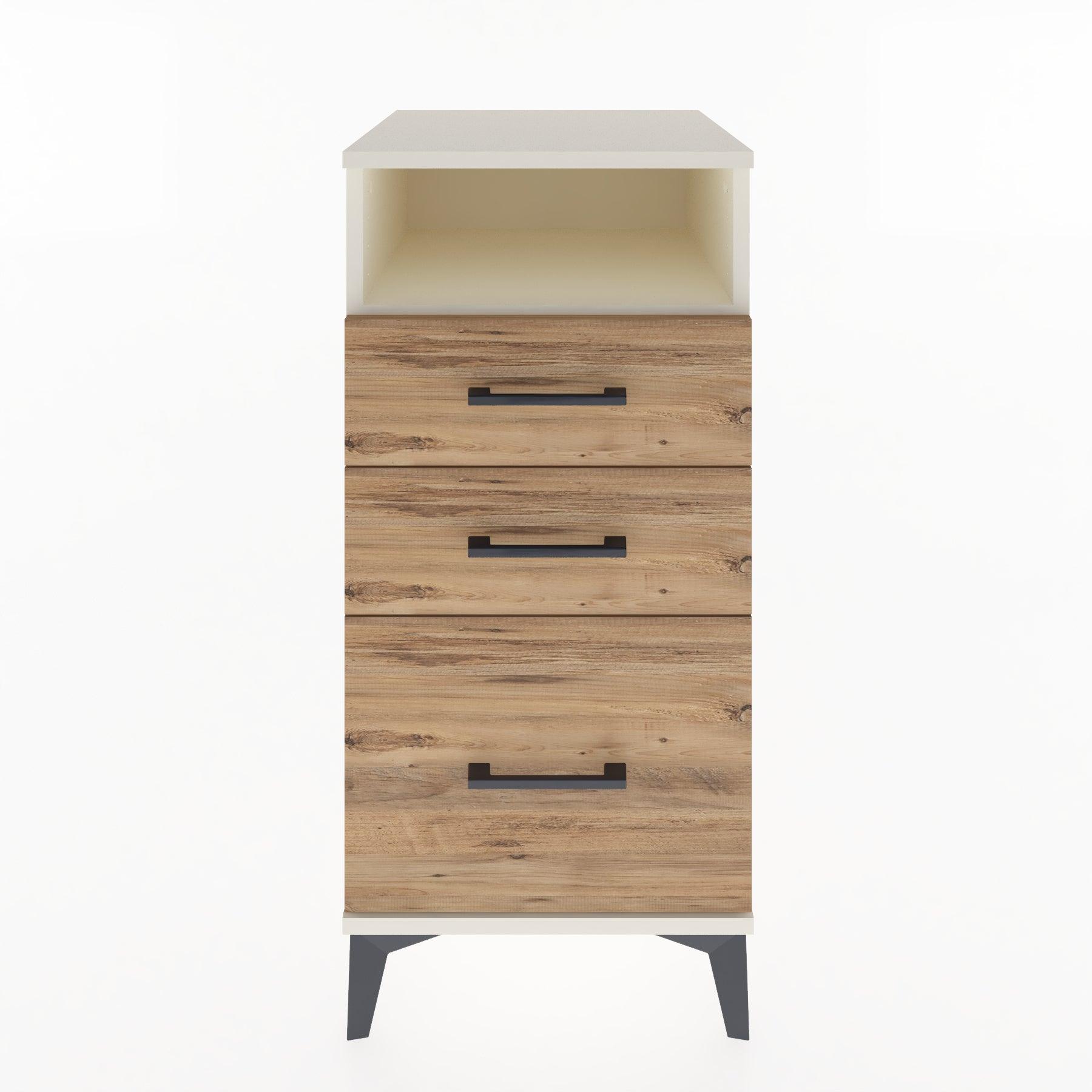 Woodntry Modular Nightstand Moonstone 44x44x84 cm with Drawer and Shelf CR10-1
