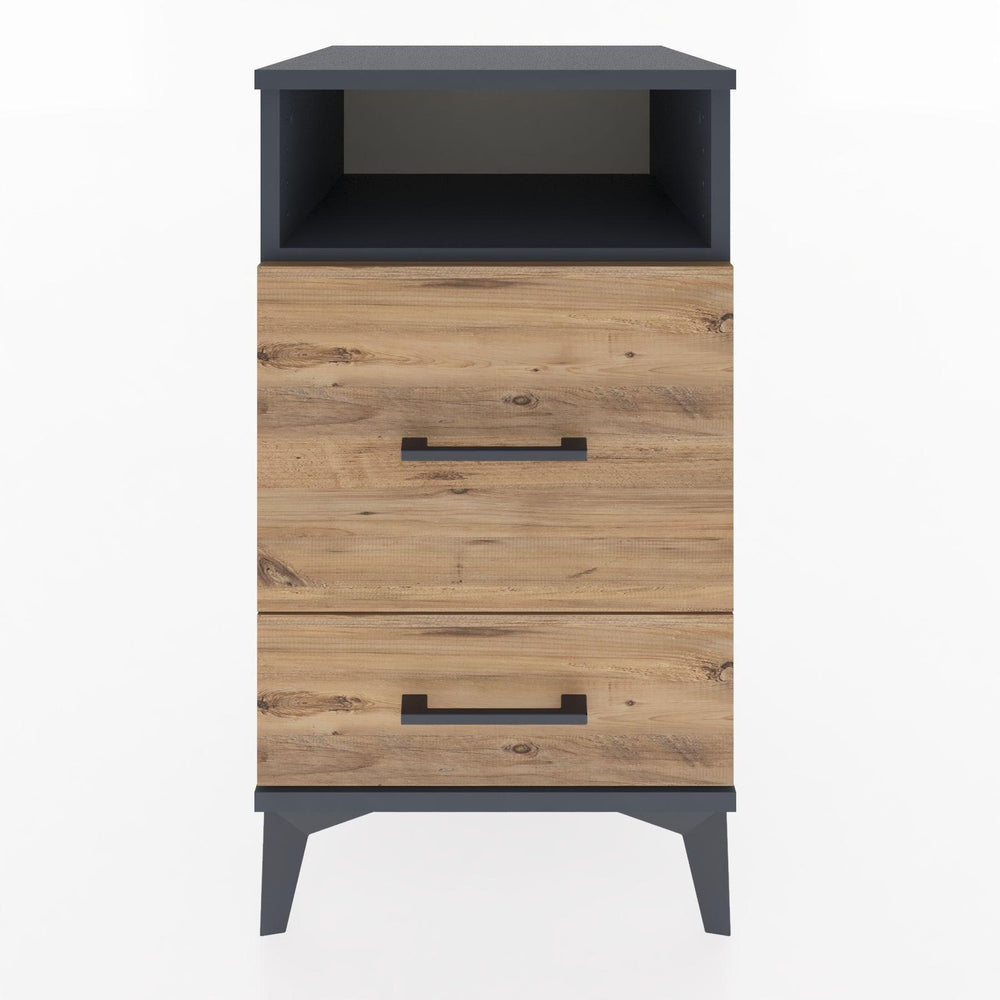 Woodntry Modular Nightstand Anthracite 44x44x68 cm with Drawers and Shelves CR10-2