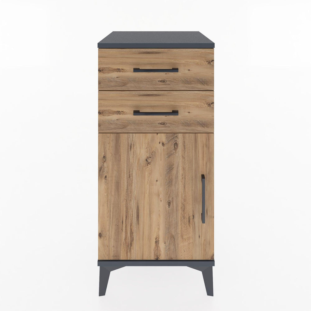 Woodntry Modular Nightstand Anthracite 44x44x84 cm with Cover and Drawer KC32-2