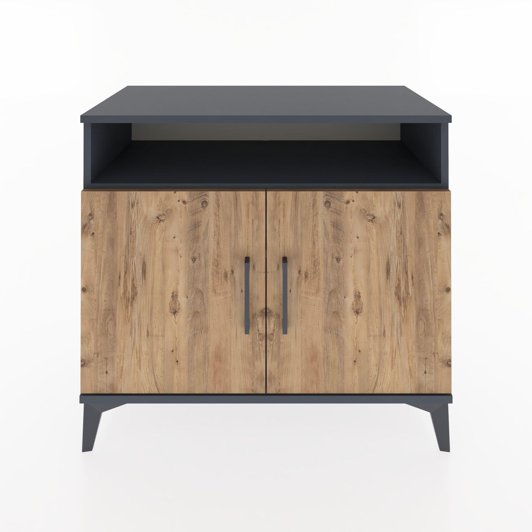 Woodntry Modüler Şifonyer Antrasit 88x44x68 cm Kapaklı ve Raflı KR10-2