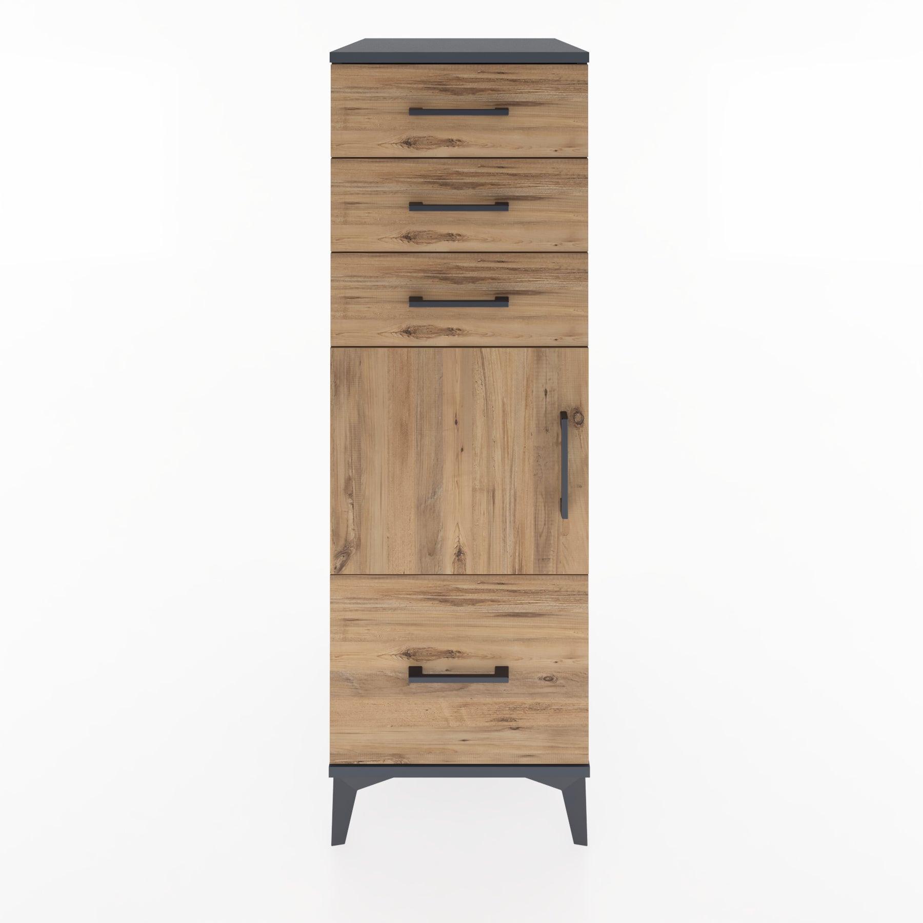 Woodntry Modular Cabinet Anthracite 44x30x122 cm with Doors and Drawers KC10-2