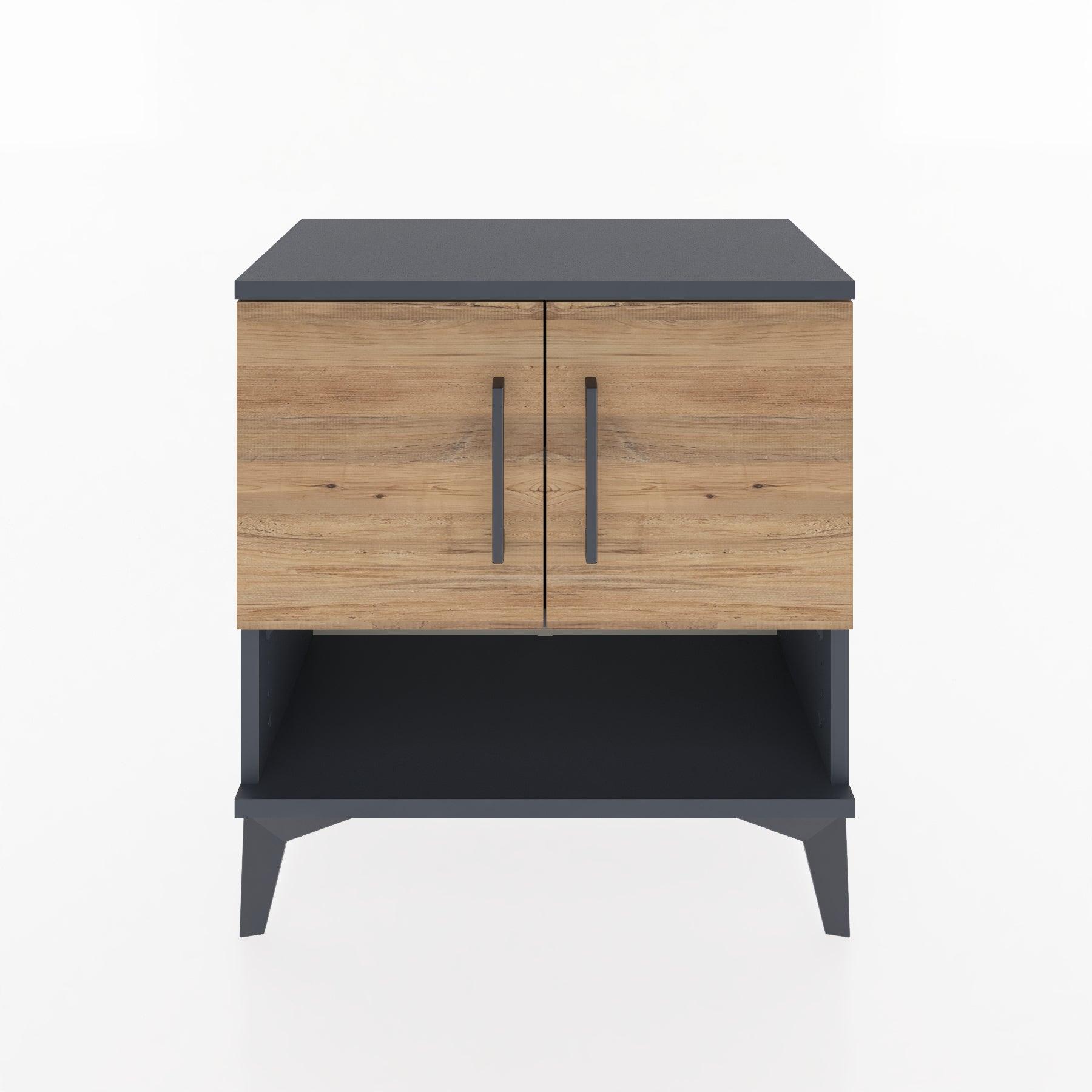 Woodntry Modular Nightstand Anthracite 60x30x52 cm with Cover and Shelf KR10-2