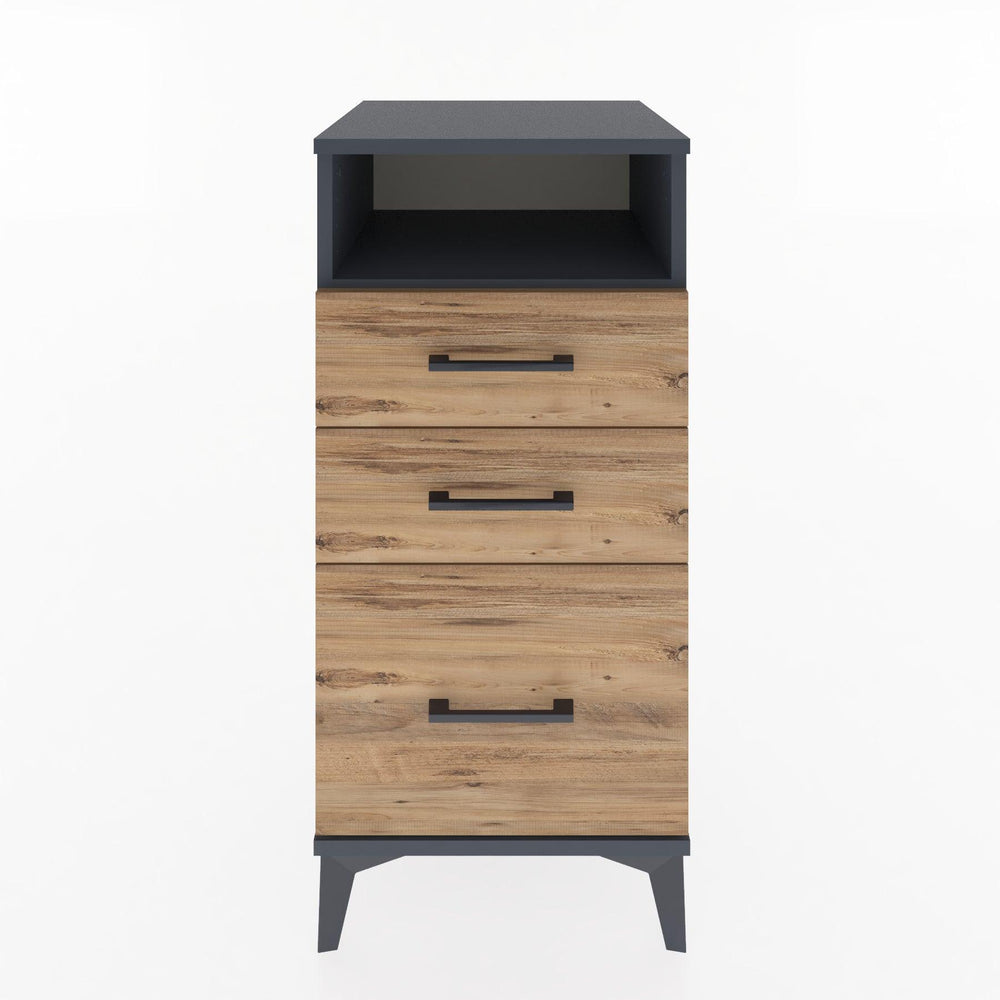 Woodntry Modular Nightstand Anthracite 44x44x84 cm with Drawers and Shelves CR10-2