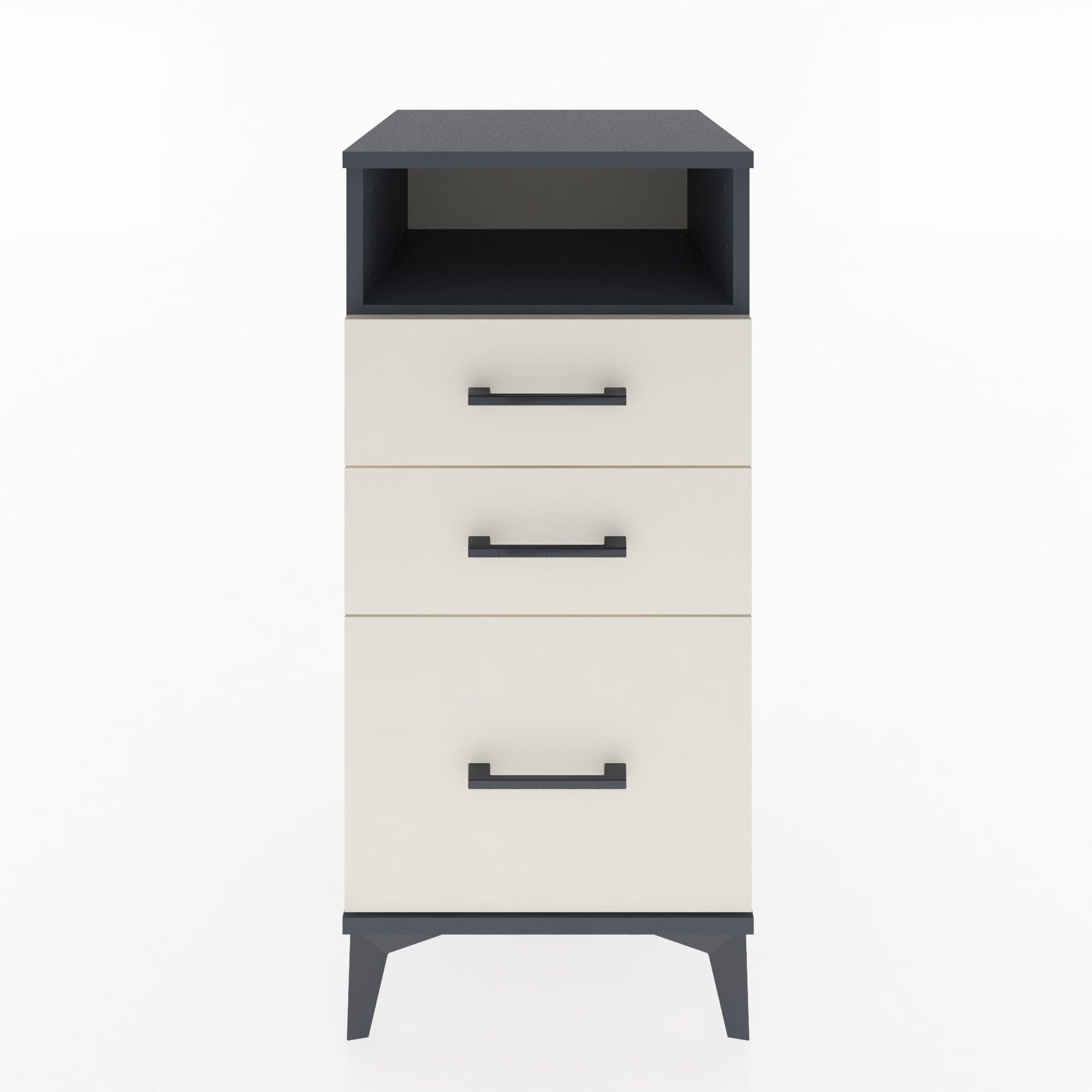 Woodntry Modular Nightstand Anthracite 44x44x84 cm with Drawers and Shelves CR10-2