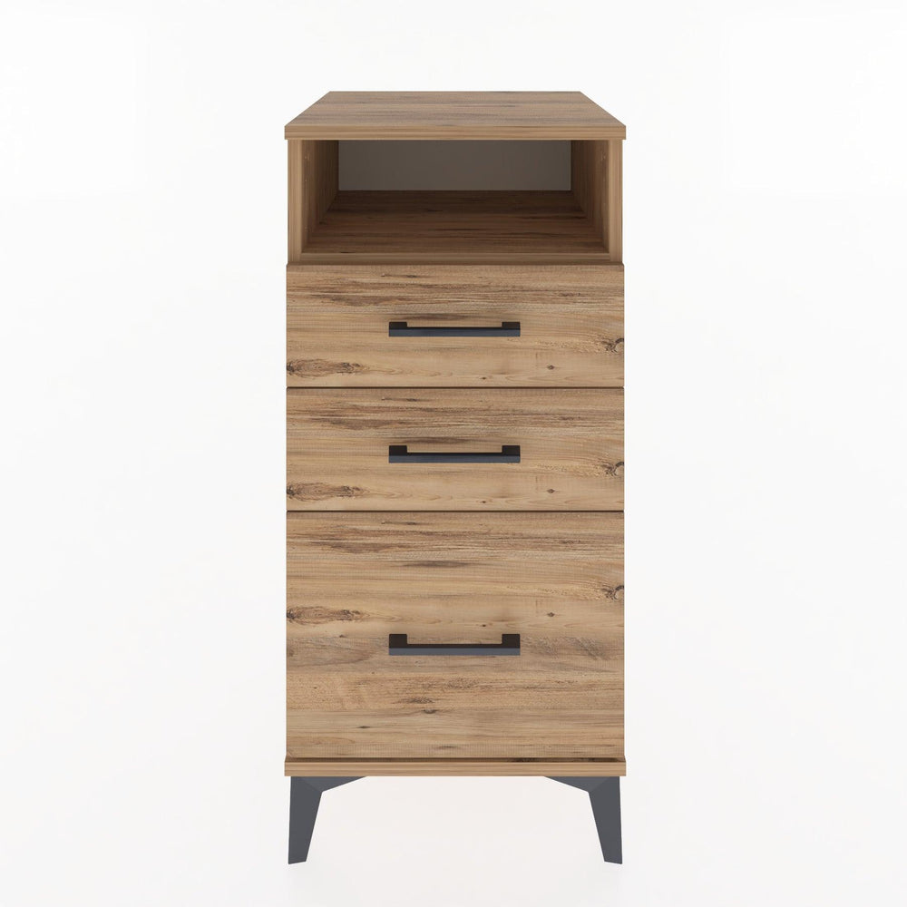 Woodntry Modular Nightstand Pine 44x44x84 cm with Drawers and Shelves CR10-3